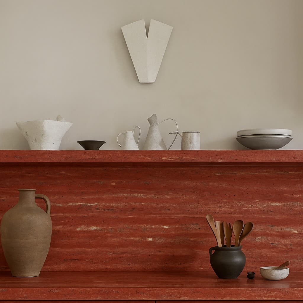 Plans de travail Red Travertino | Resine transparente ou couleur plans de travail 1 - easy plan