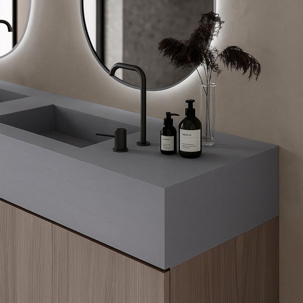 Plan de travail gris Natural Gray en résine Corian, vue en situation