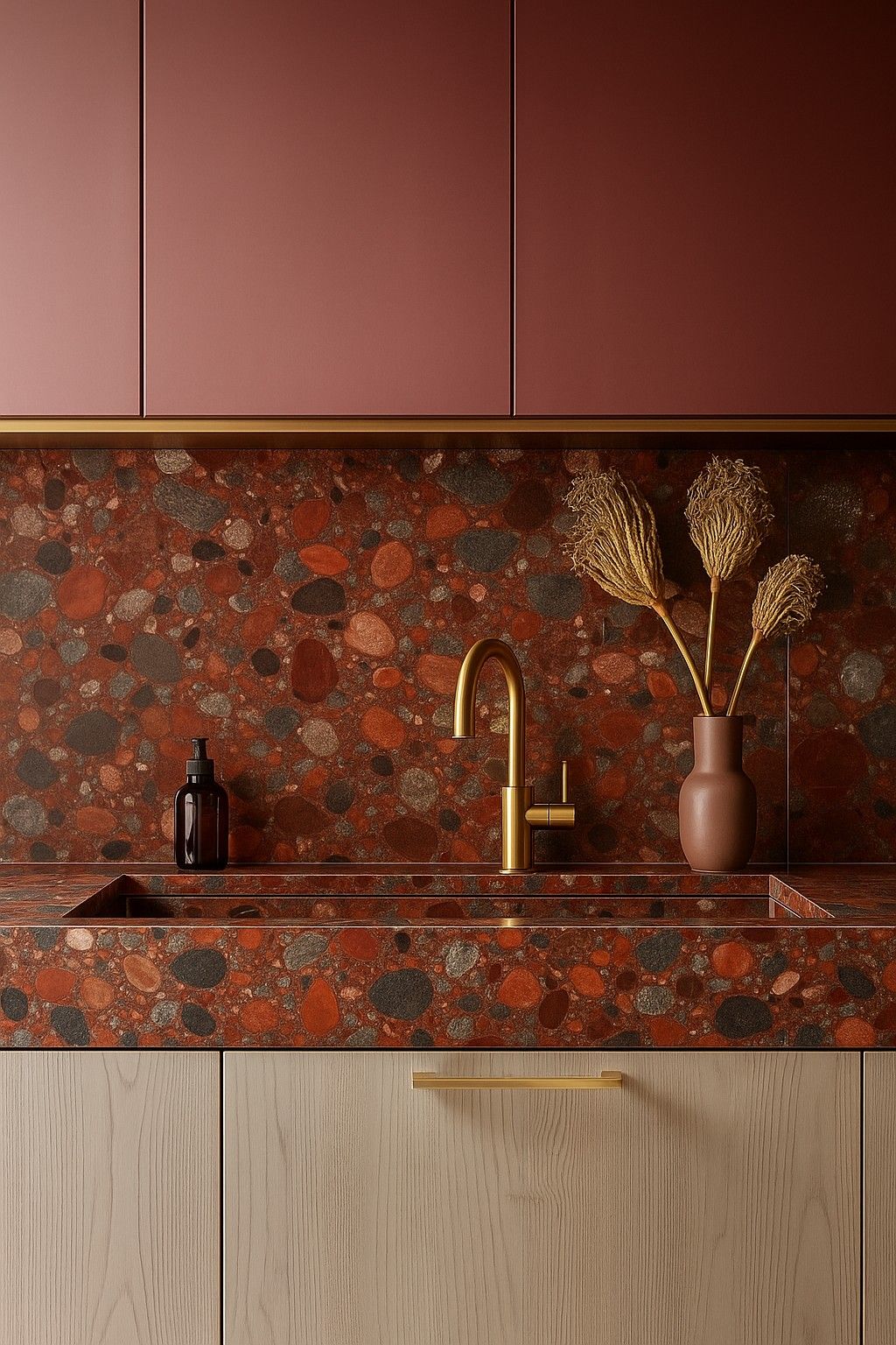 Plan de travail rouge en granit Marinace Red