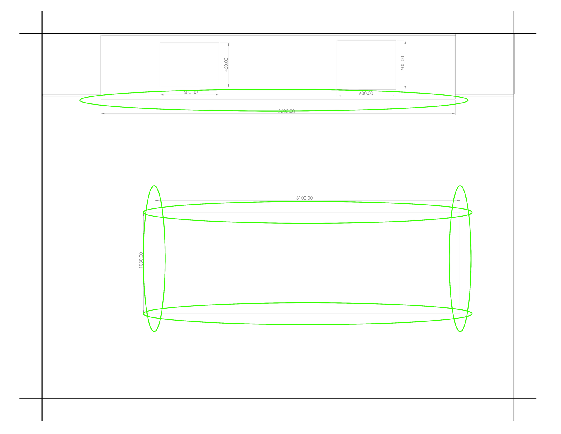 Illustration 3D pour repérer les chants visibles de son plan de travail