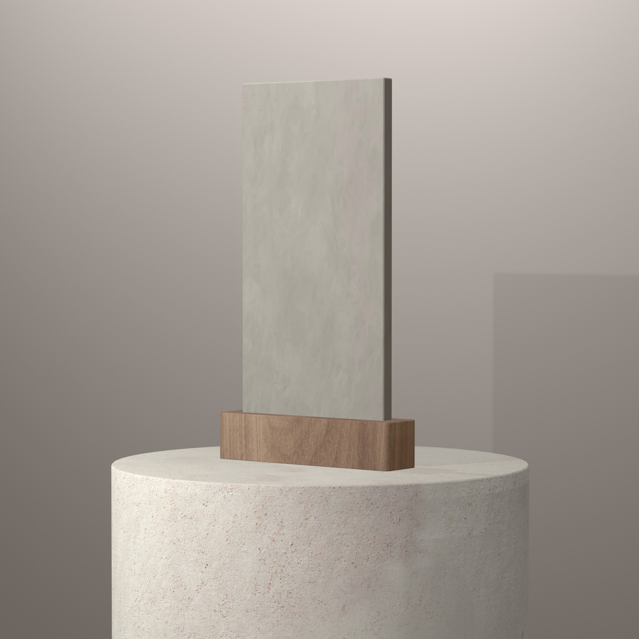 Rendu 3D du coloris Argentium en Ceramique Dekton sur piédestal