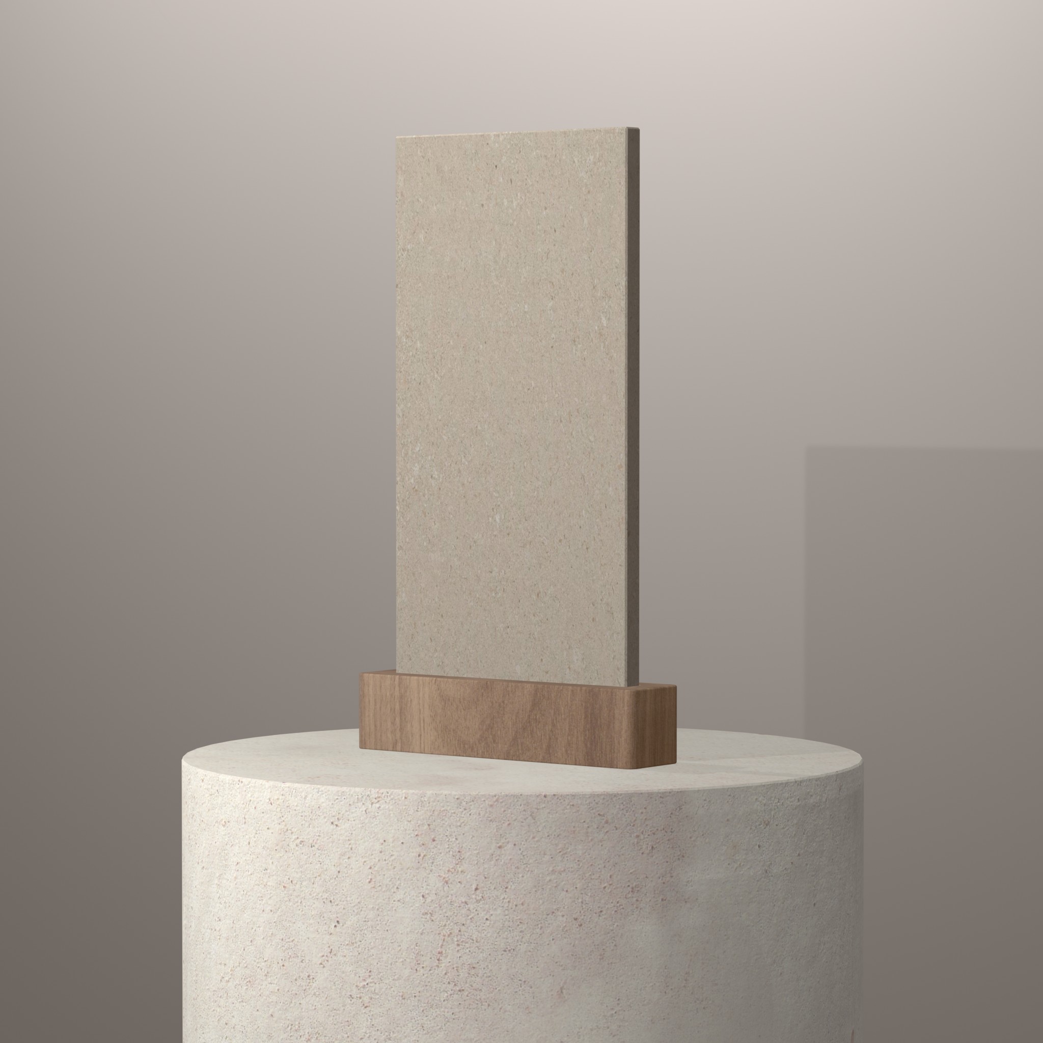 Rendu 3D du coloris Avorio en Ceramique Dekton sur piédestal