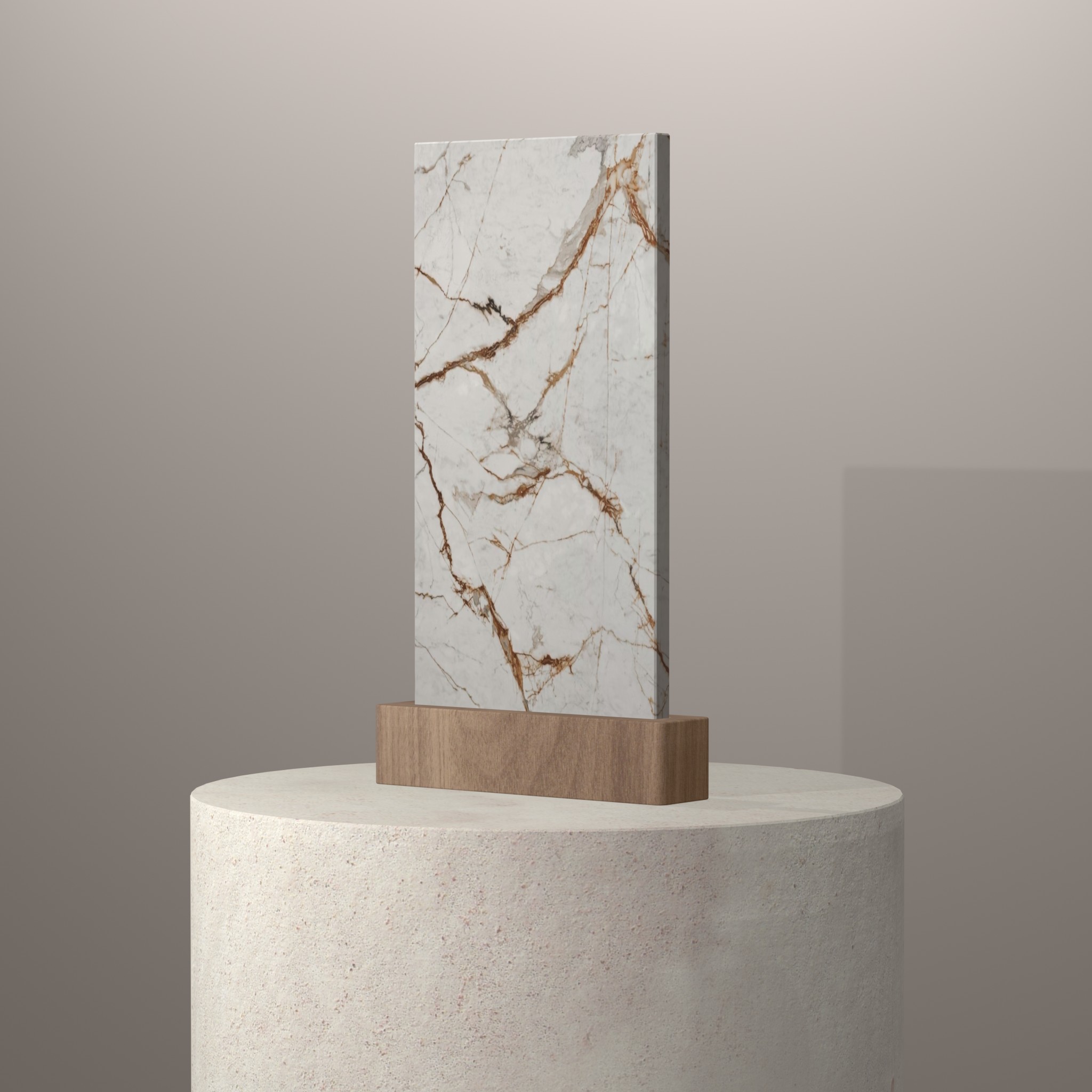 Rendu 3D du coloris Awake en Ceramique Dekton sur piédestal