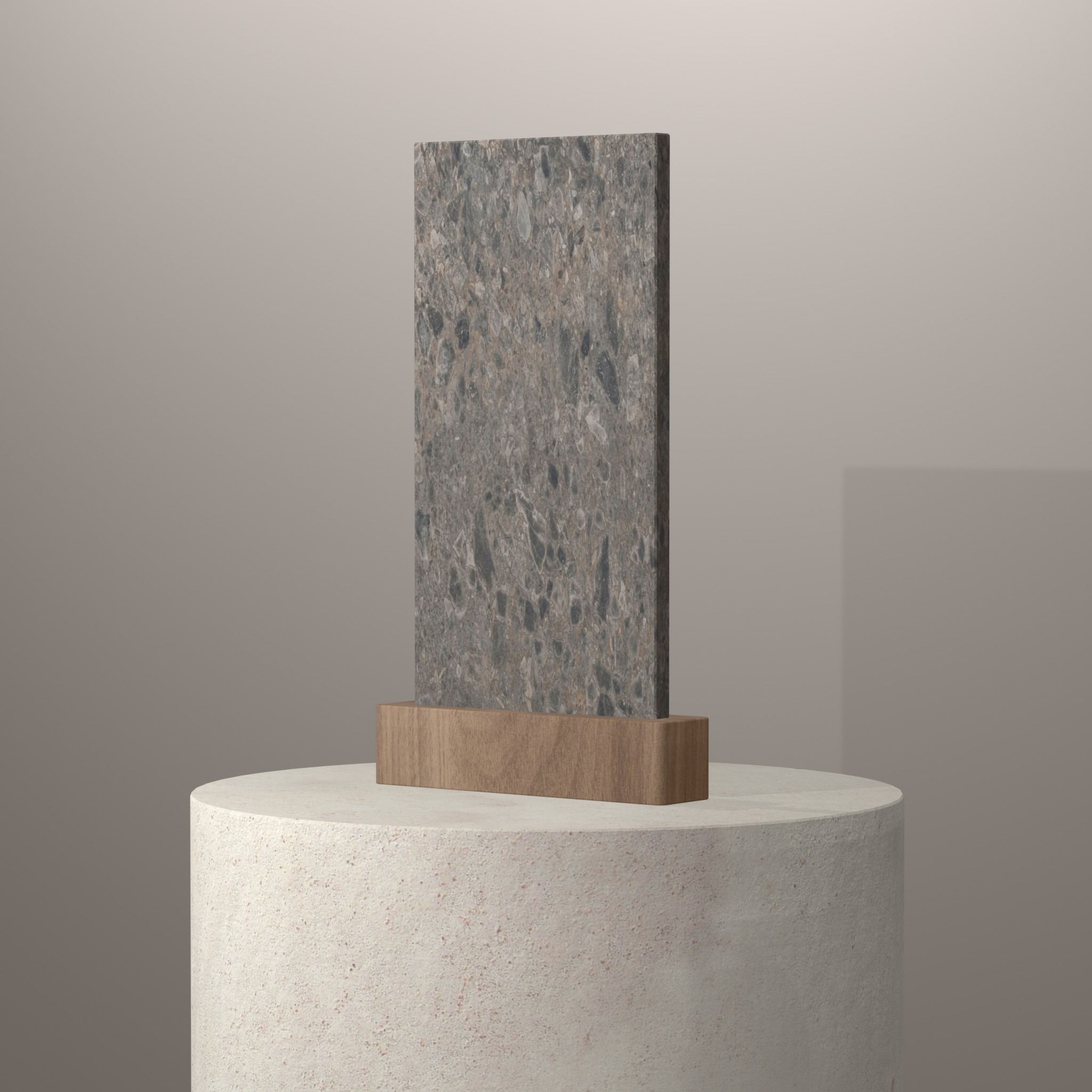 Rendu 3D du coloris Ceppo en Ceramique Dekton sur piédestal