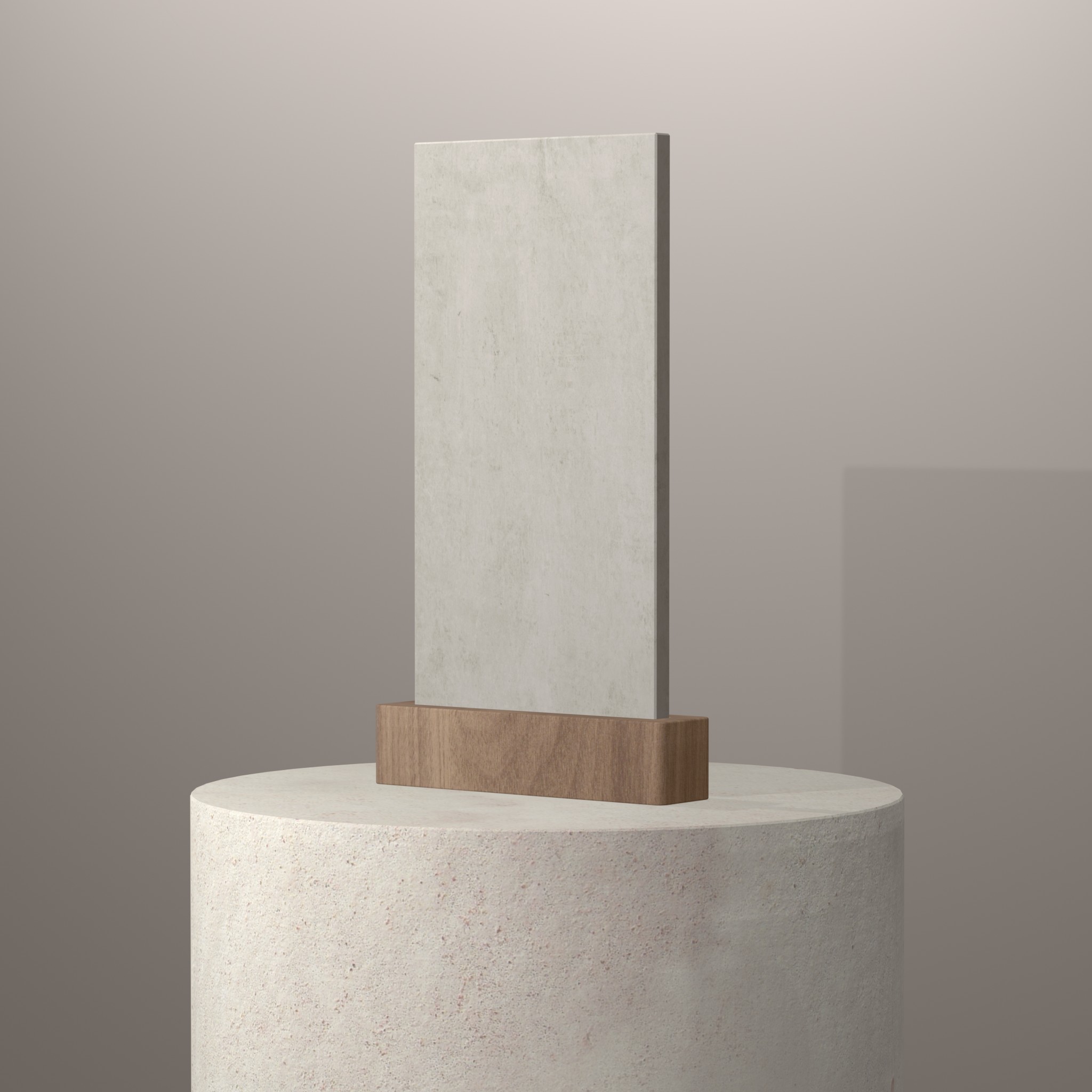Rendu 3D du coloris Lunar 22 en Ceramique Dekton sur piédestal