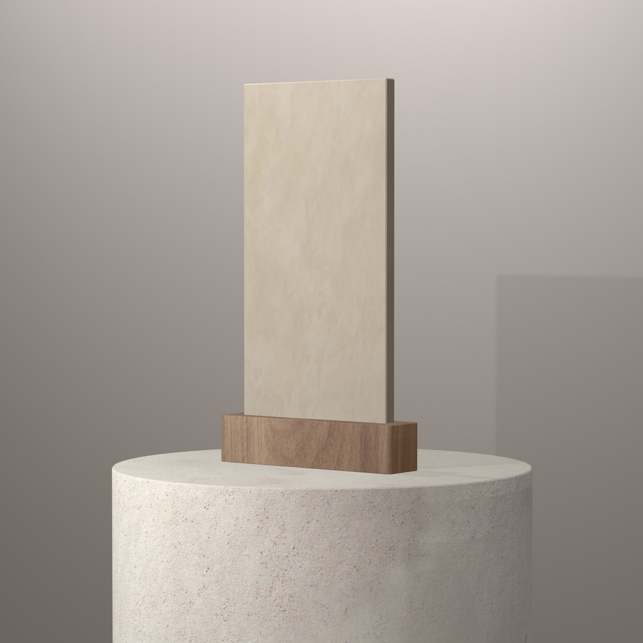 Rendu 3D du coloris Nacre en Ceramique Dekton sur piédestal