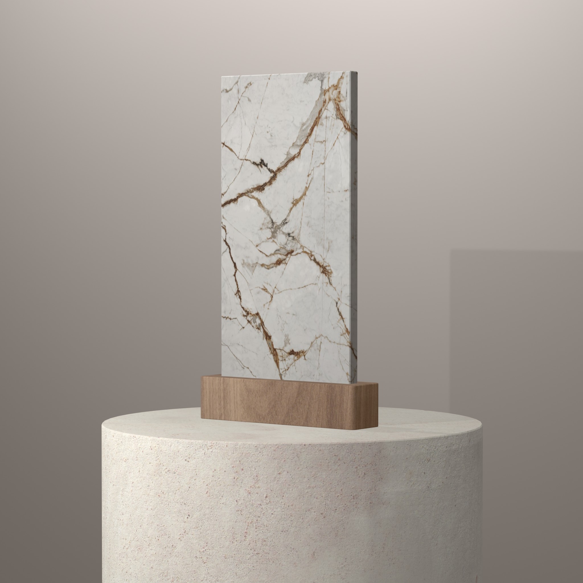 Rendu 3D du coloris Reverie en Ceramique Dekton sur piédestal