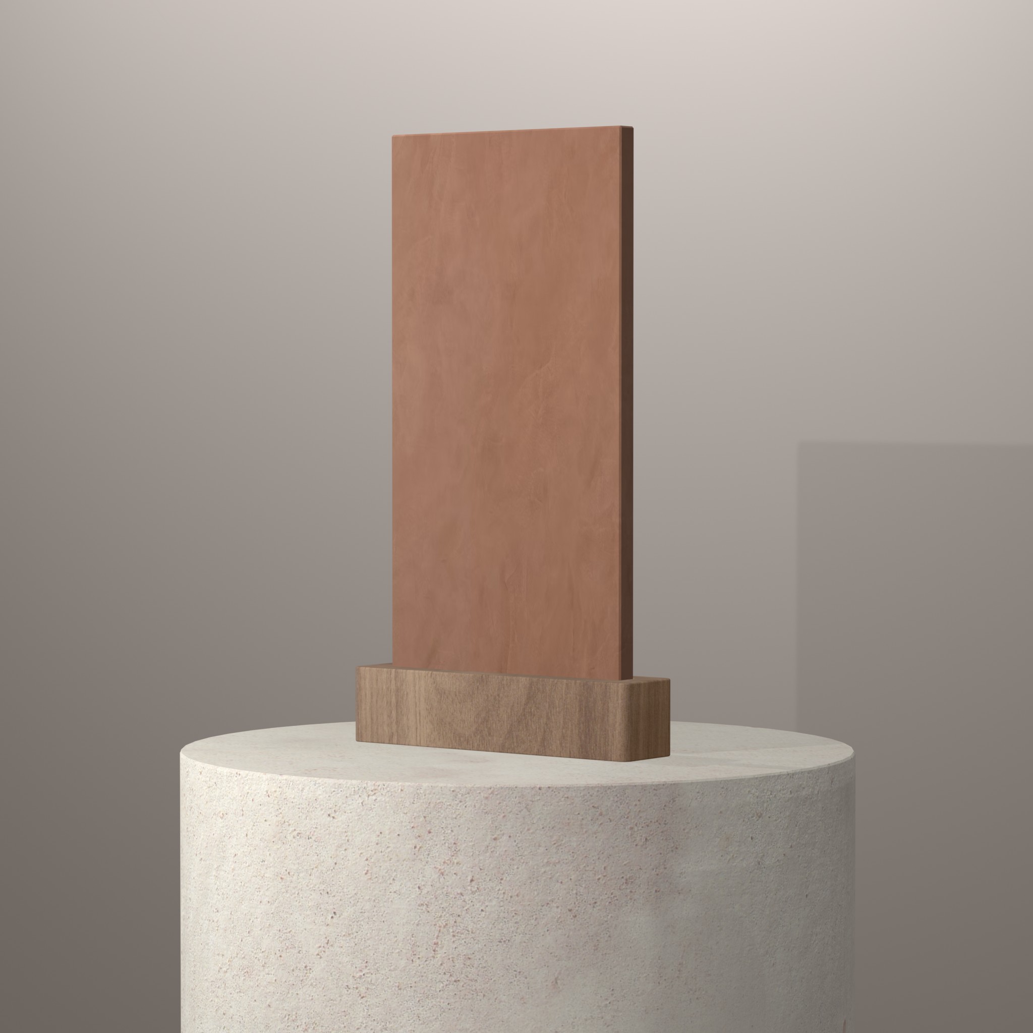 Rendu 3D du coloris Umber en Ceramique Dekton sur piédestal