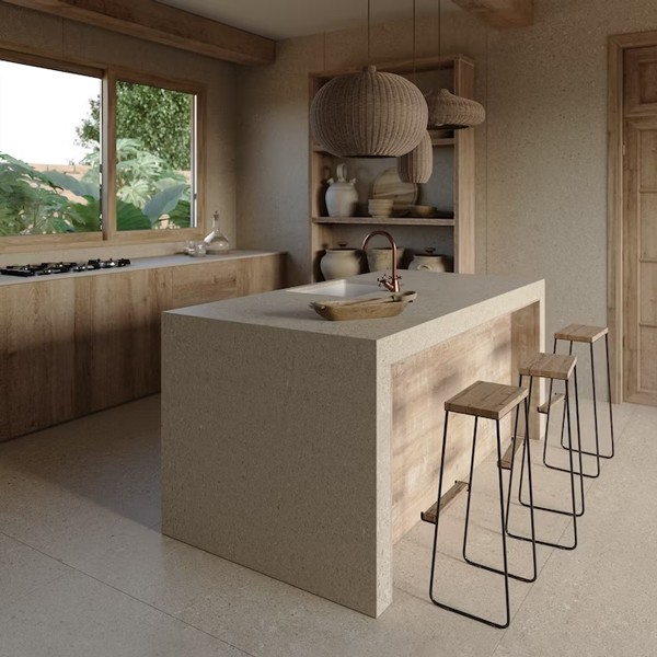 Réalisation n°1 du plan de travail Avorio en Ceramique Dekton