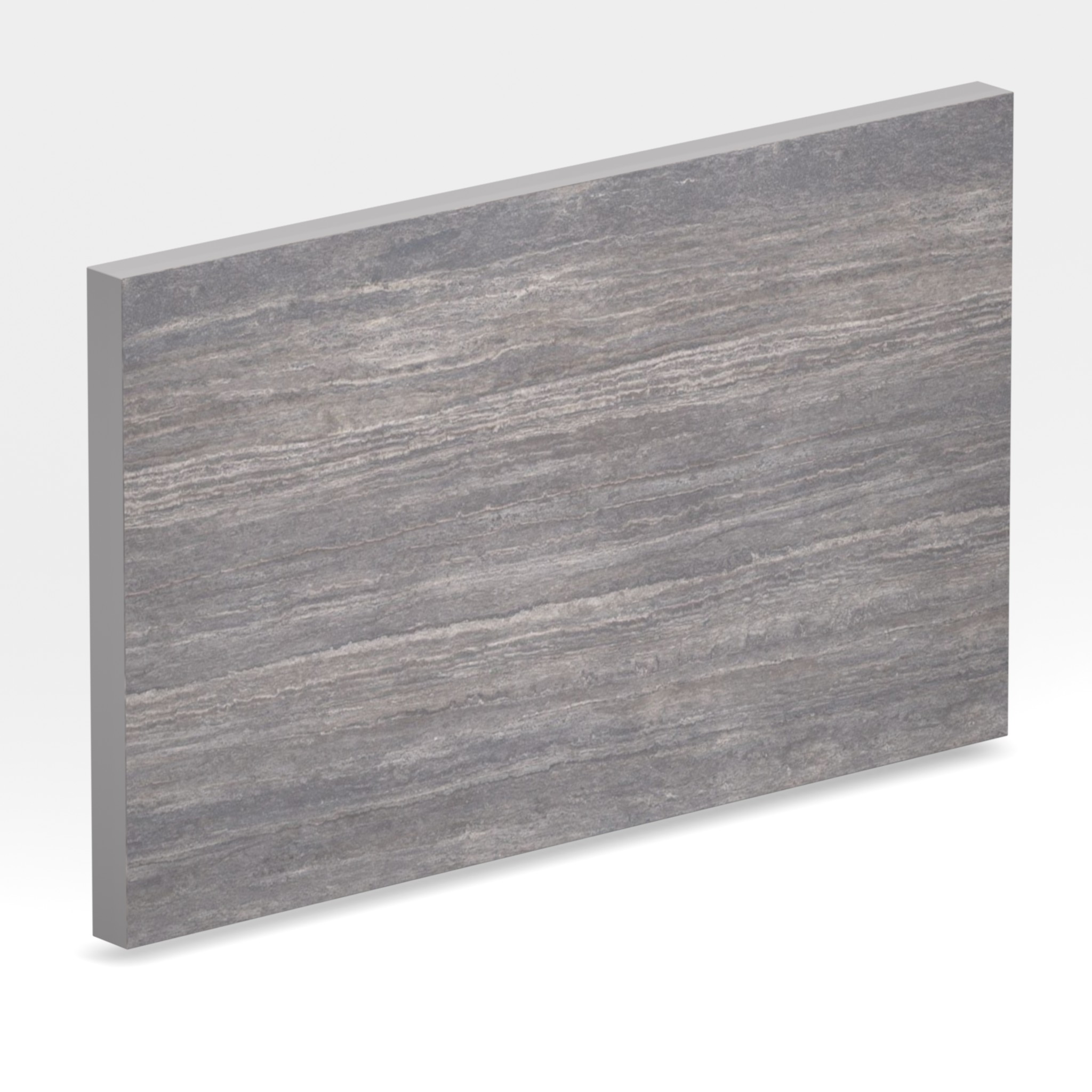 Rendu 3D de la tranche du coloris Travertino Grey en Ceramique Infinity