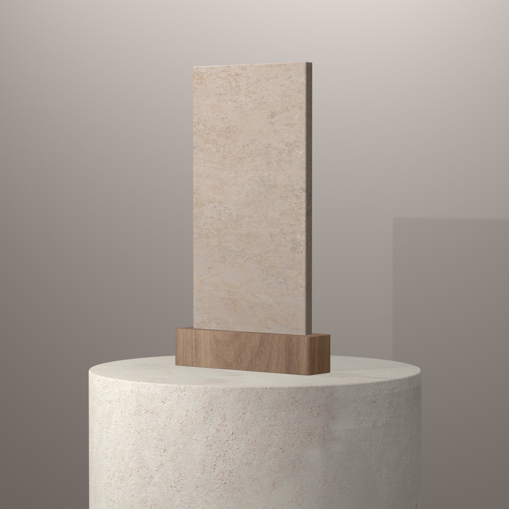 Rendu 3D du coloris Ataija Sand en Ceramique Mstone sur piédestal