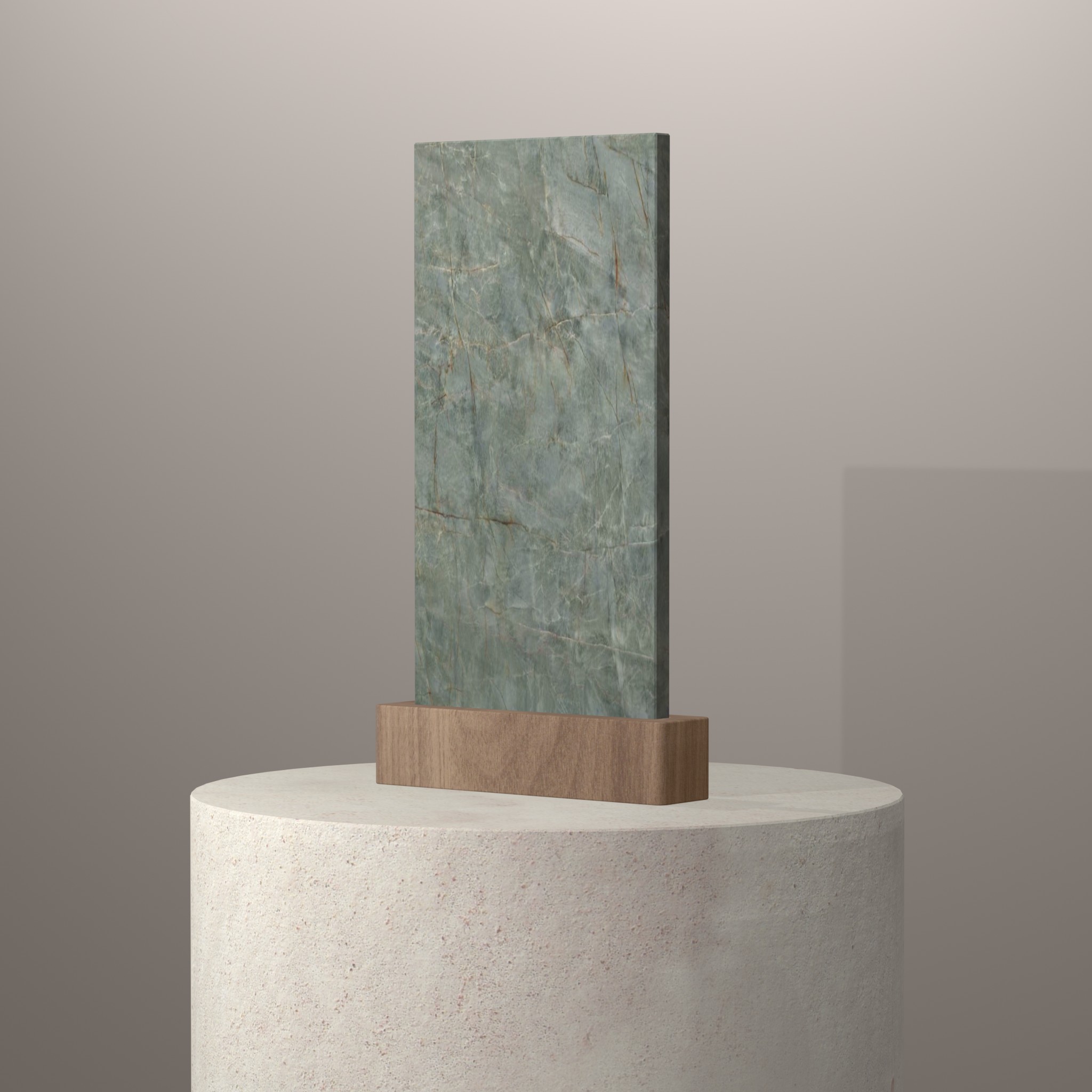 Rendu 3D du coloris Emeraude Green en Ceramique Mstone sur piédestal