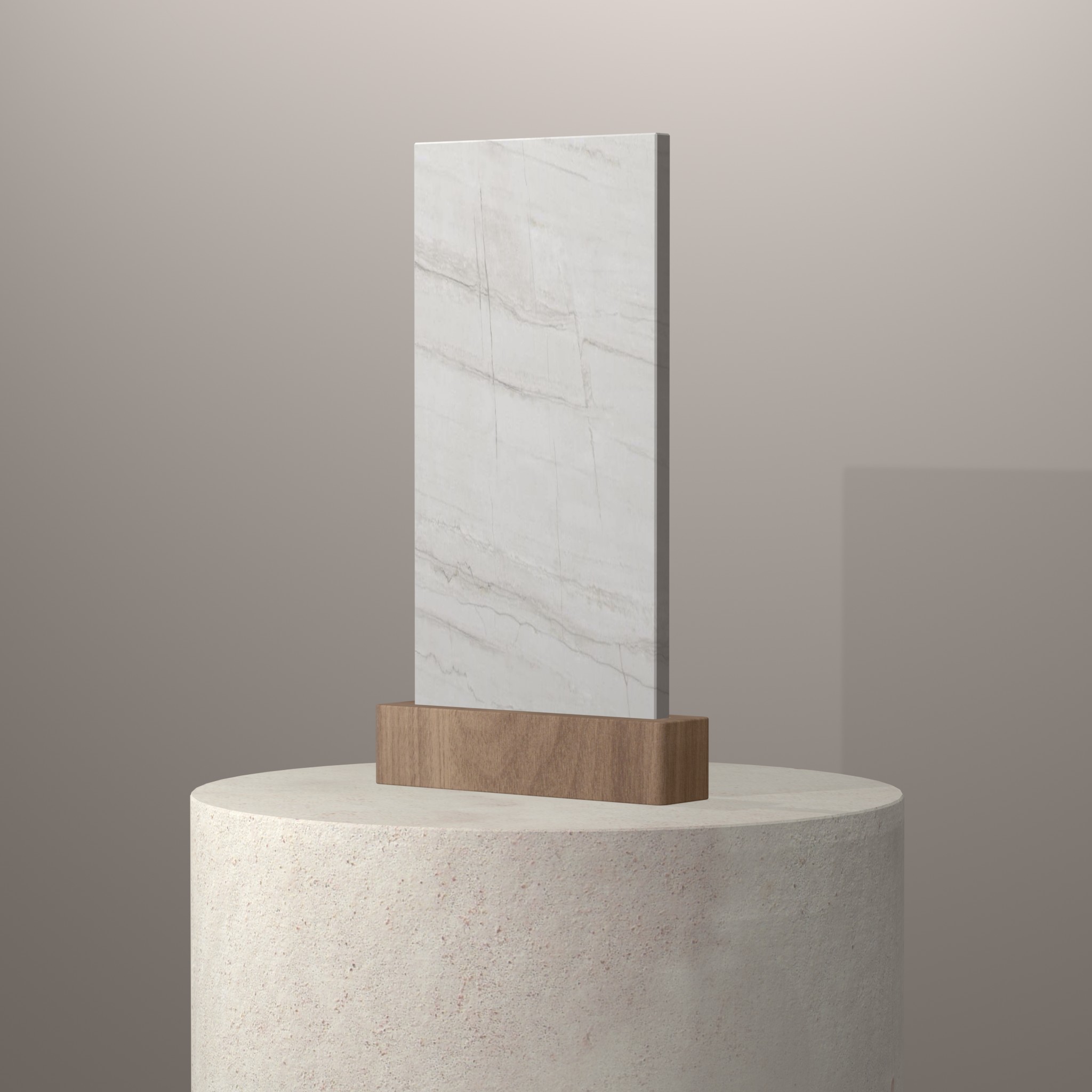 Rendu 3D du coloris Everest blanc en Ceramique Mstone sur piédestal