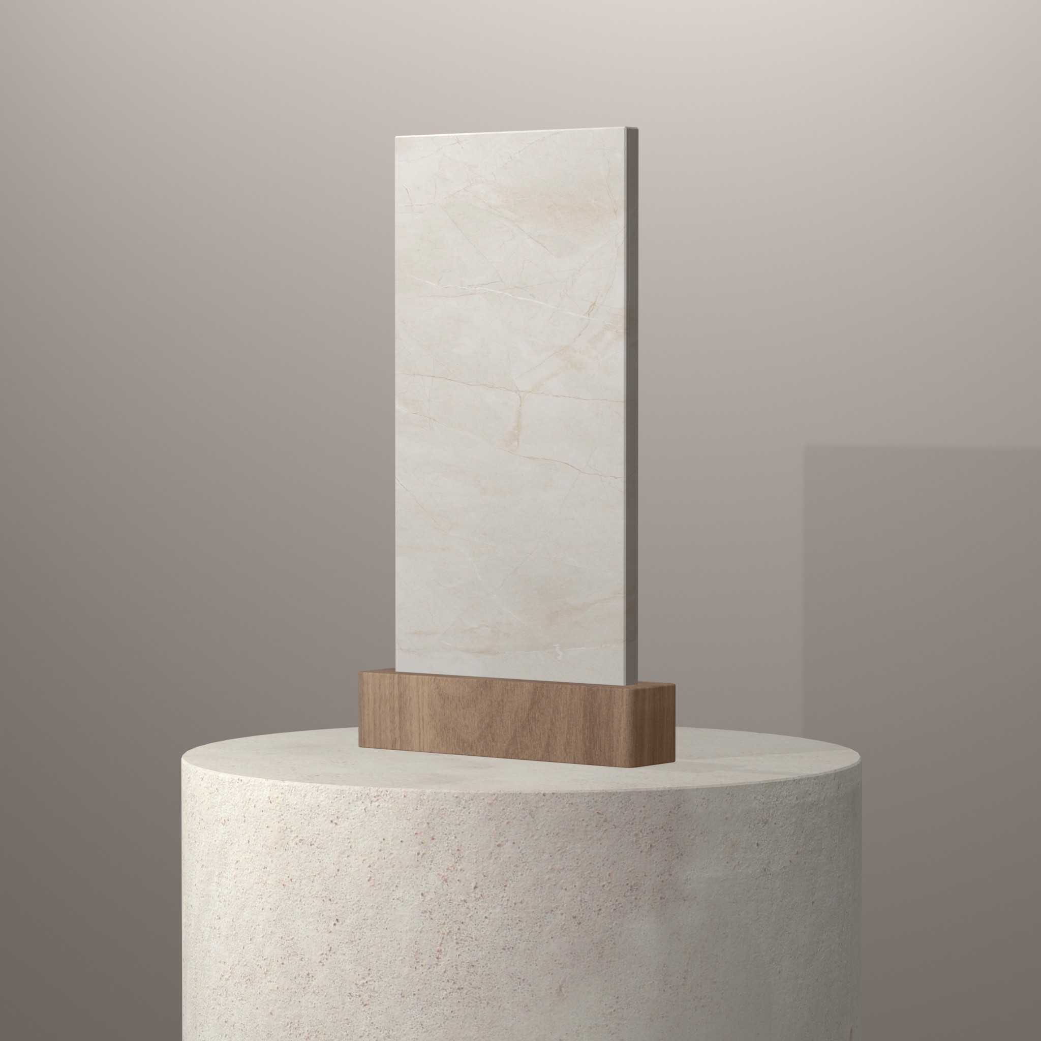 Rendu 3D du coloris Sahara en Ceramique Mstone sur piédestal