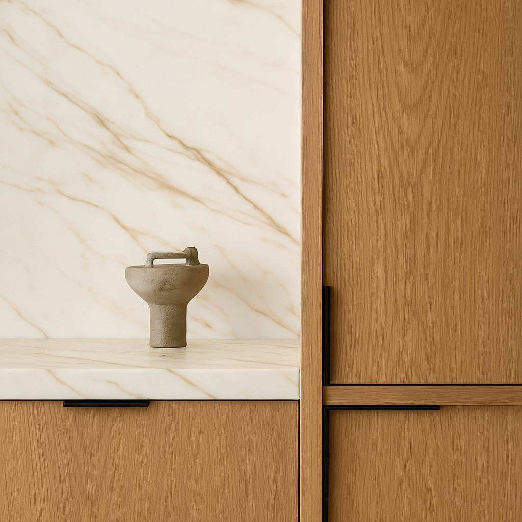 Réalisation n°3 du plan de travail Calacatta Gold en Ceramique Mstone