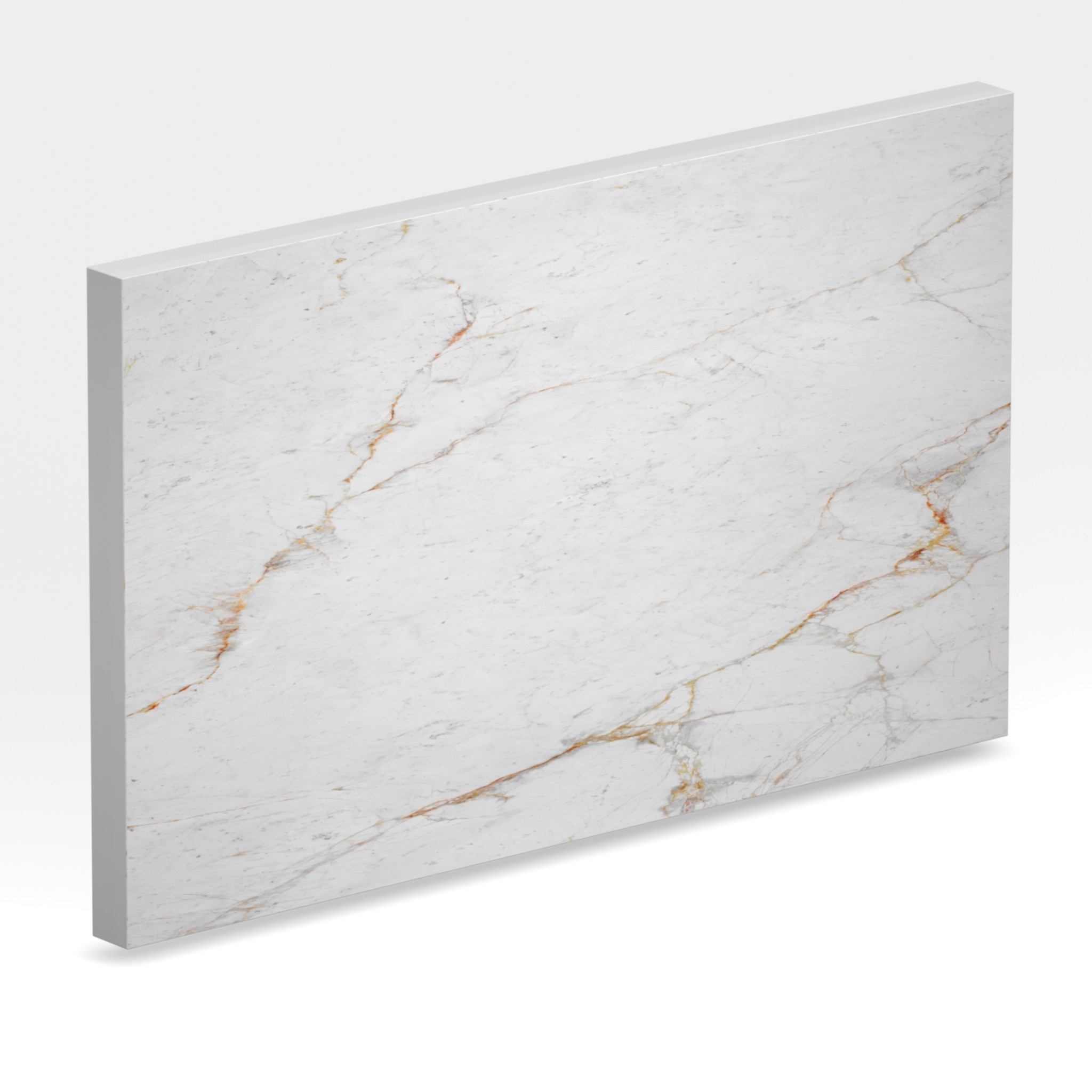 Rendu 3D de la tranche du coloris Abu Dhabi White en Ceramique Neolith The Size