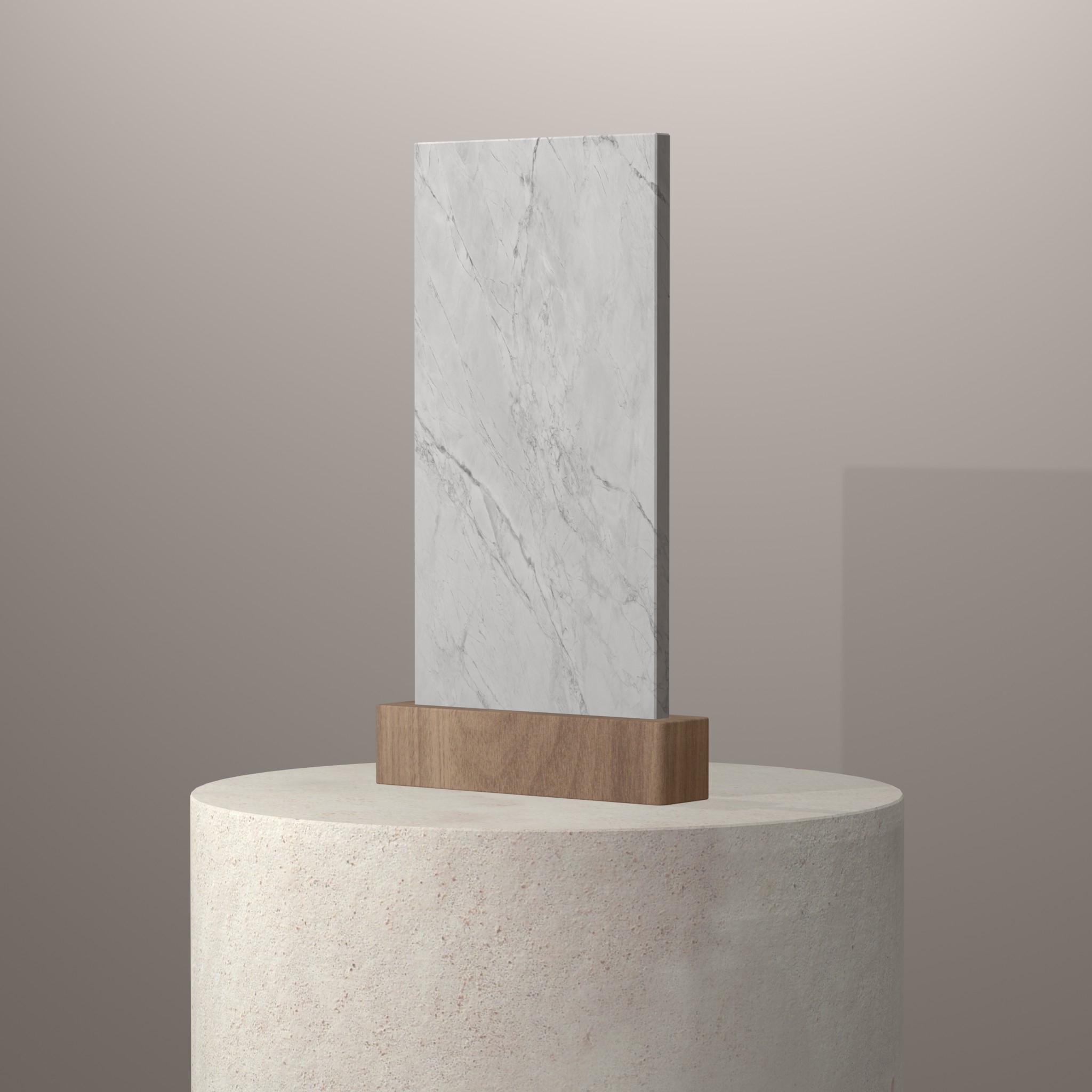 Rendu 3D du coloris Alexandra en Ceramique Neolith The Size sur piédestal