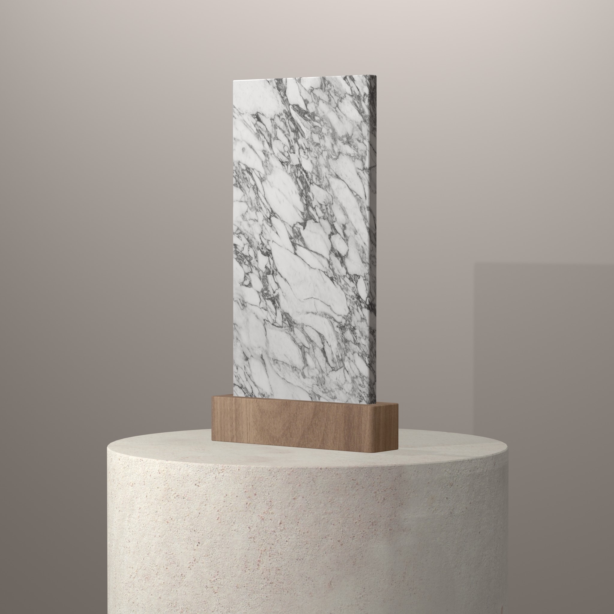 Rendu 3D du coloris Arabesque en Ceramique Neolith The Size sur piédestal