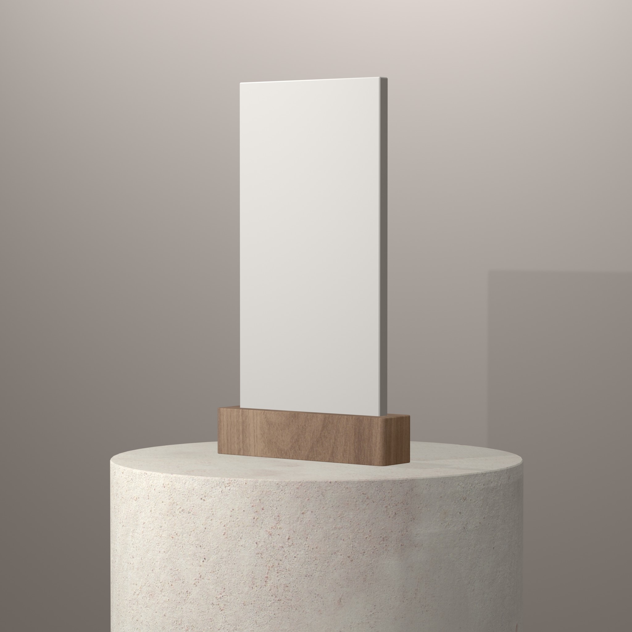 Rendu 3D du coloris Arctic White sur piédestal