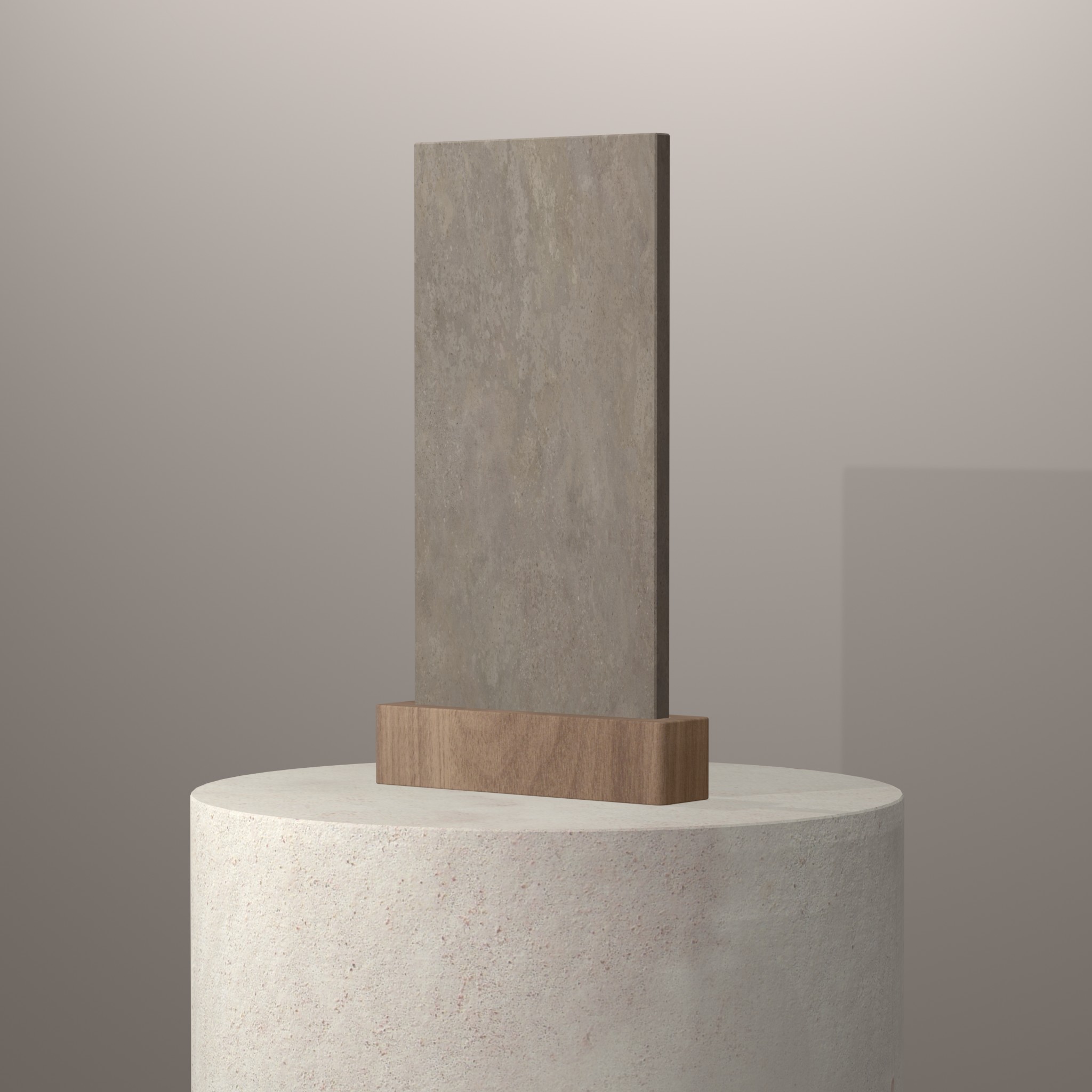 Rendu 3D du coloris Artisan en Ceramique Neolith The Size sur piédestal