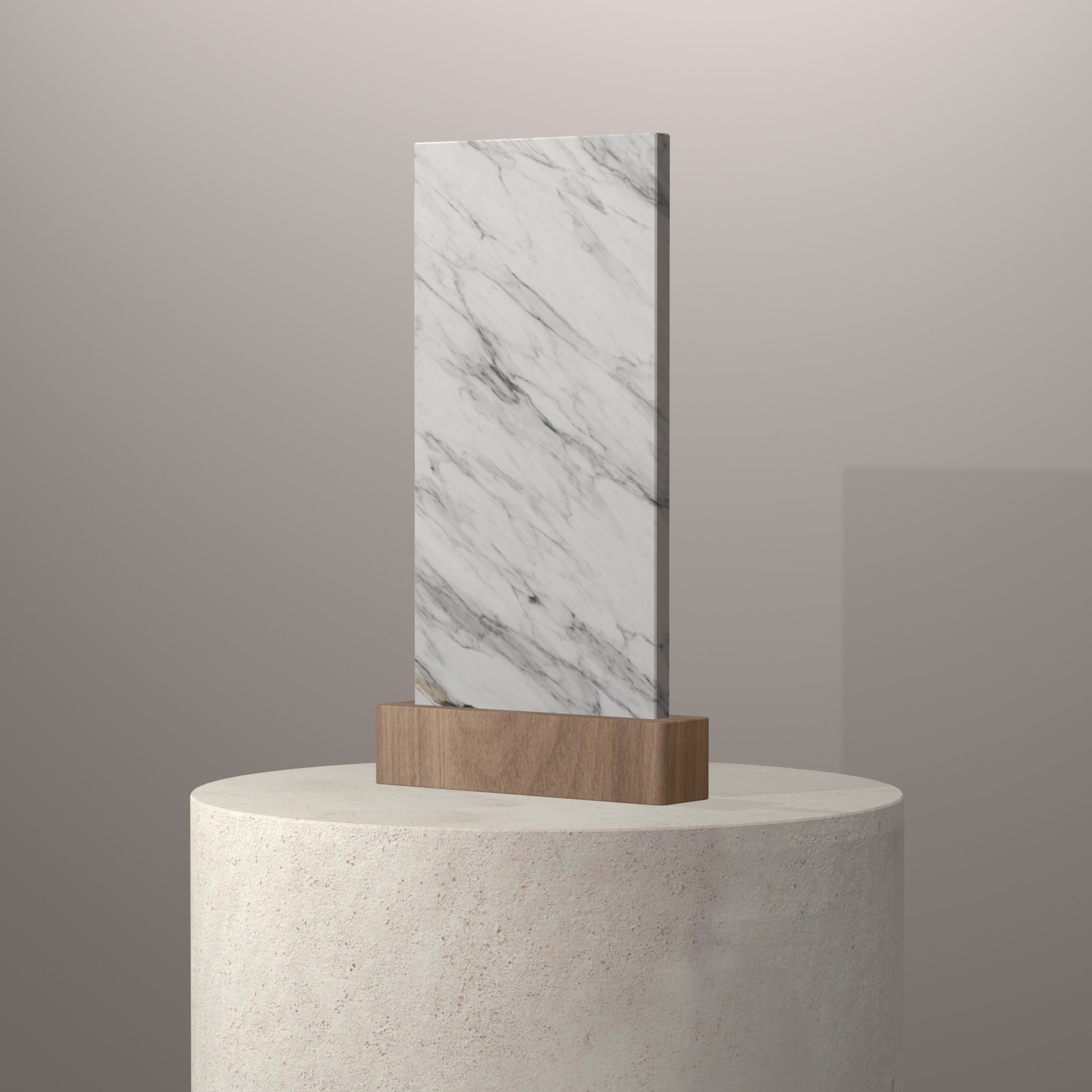 Rendu 3D du coloris Azure en Ceramique Neolith The Size sur piédestal