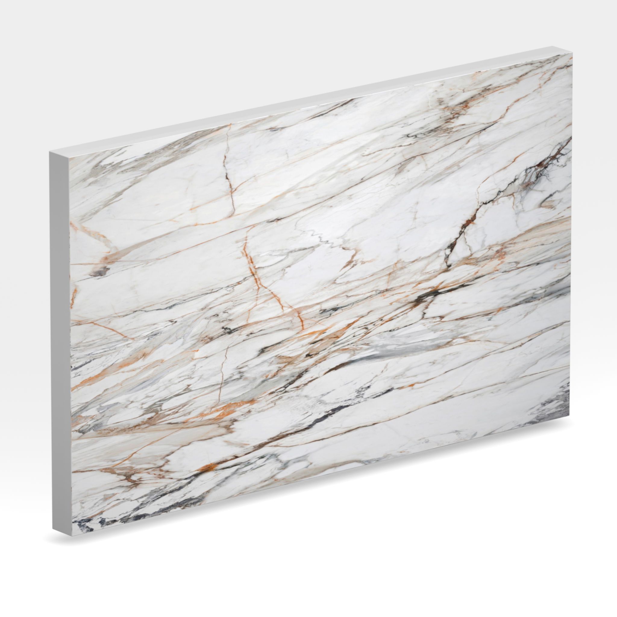 Rendu 3D de la tranche du coloris Calacatta Luxe en Ceramique Neolith The Size