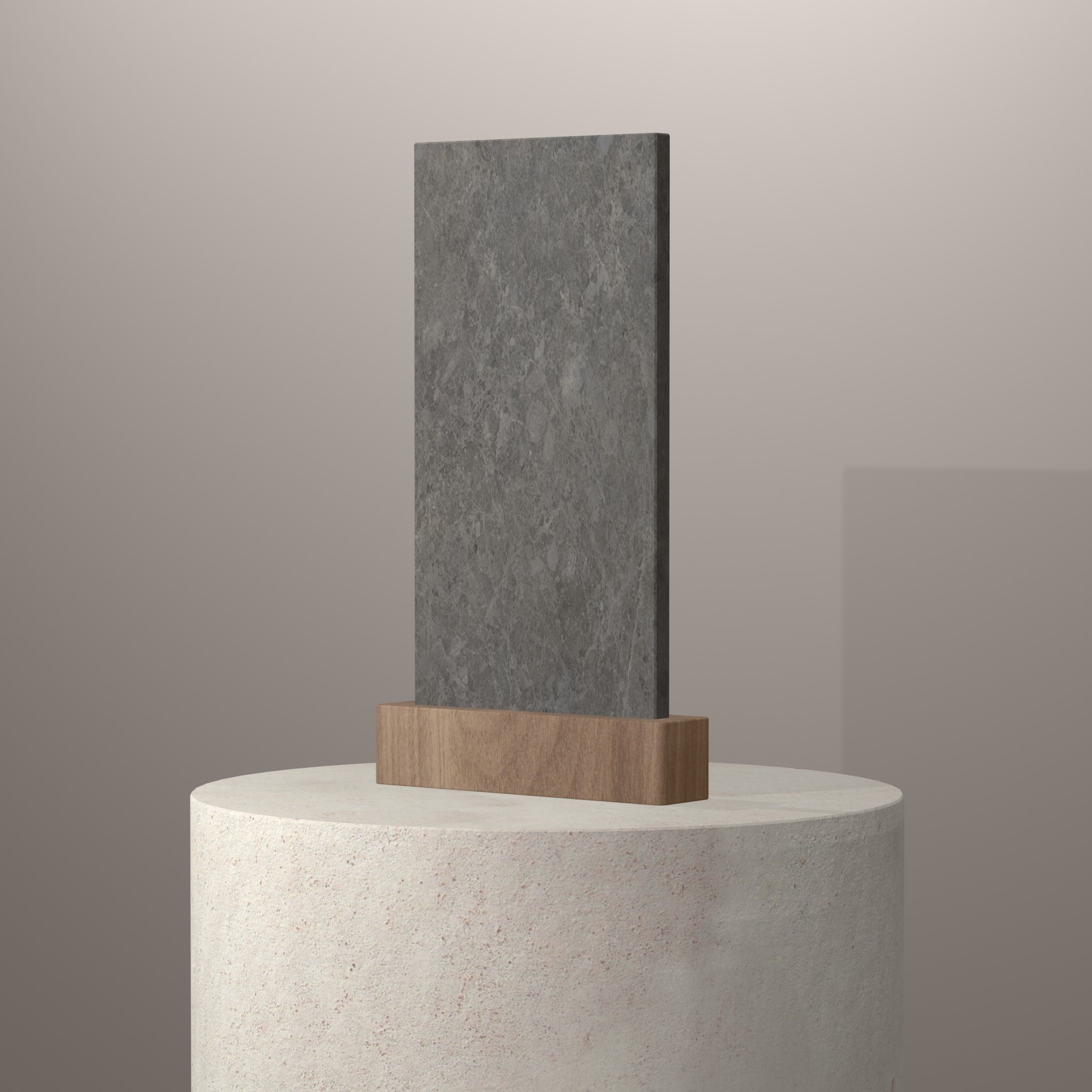 Rendu 3D du coloris Cappadocia Sunset en Ceramique Neolith The Size sur piédestal
