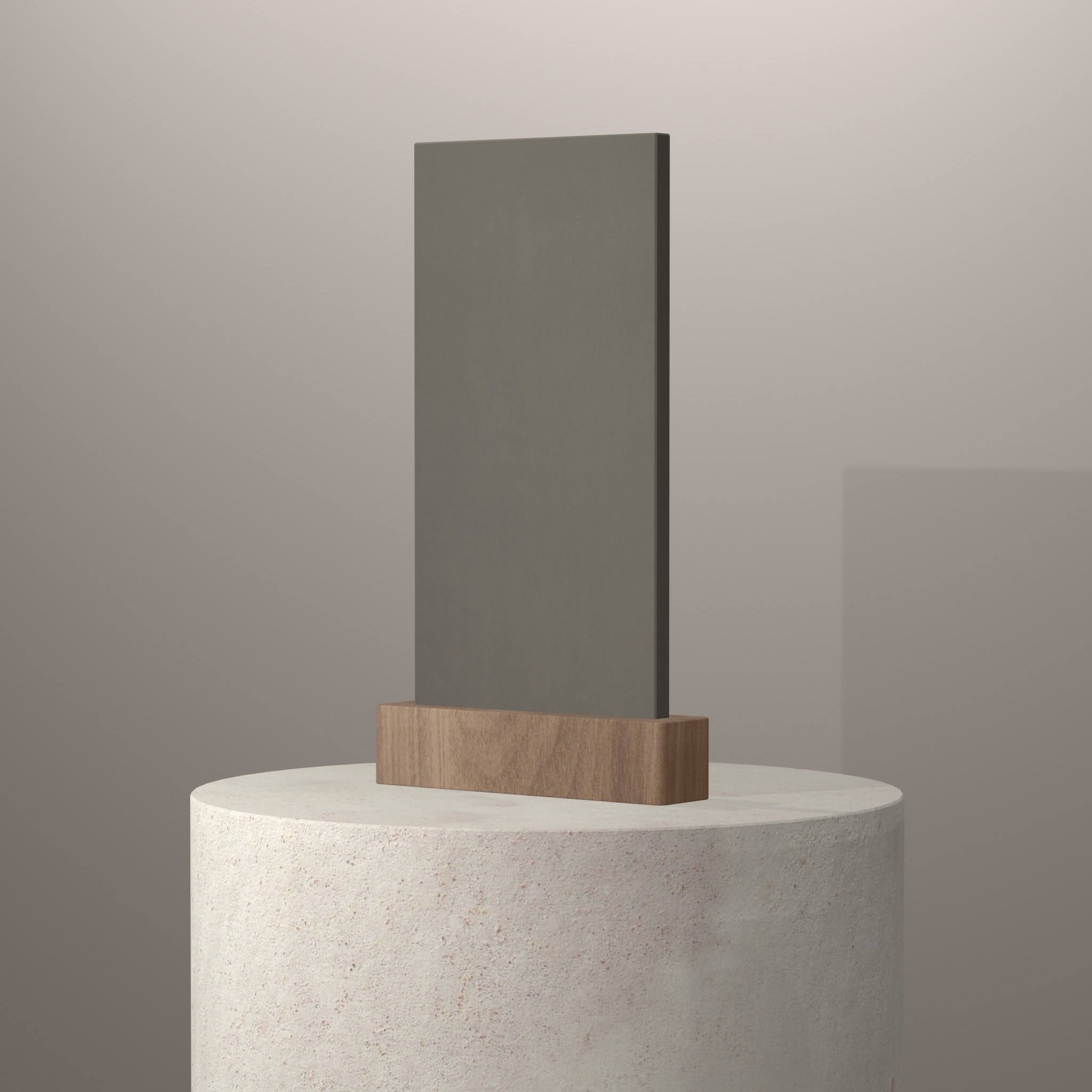 Rendu 3D du coloris Cement en Ceramique Neolith The Size sur piédestal