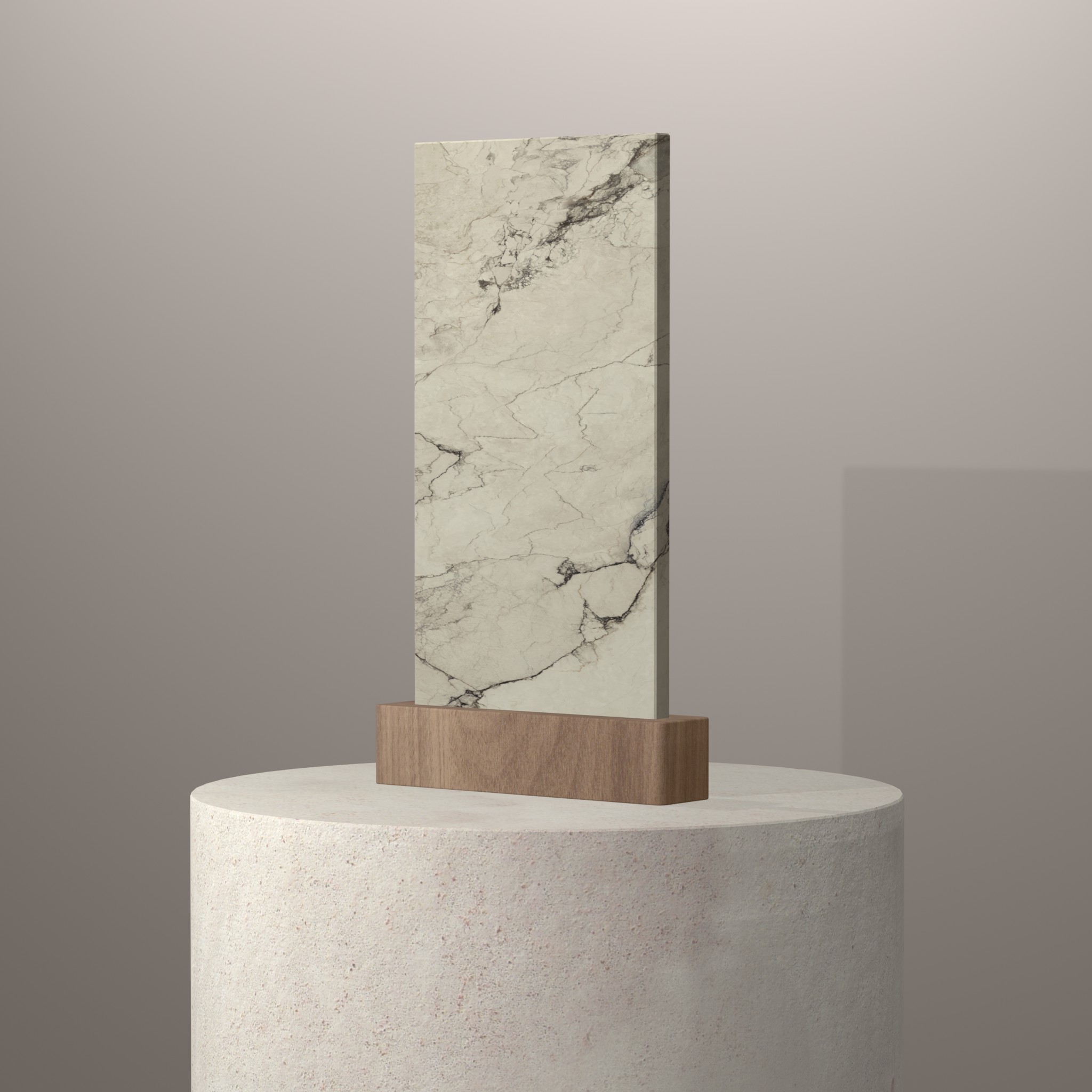 Rendu 3D du coloris Colorado Dunes en Ceramique Neolith The Size sur piédestal