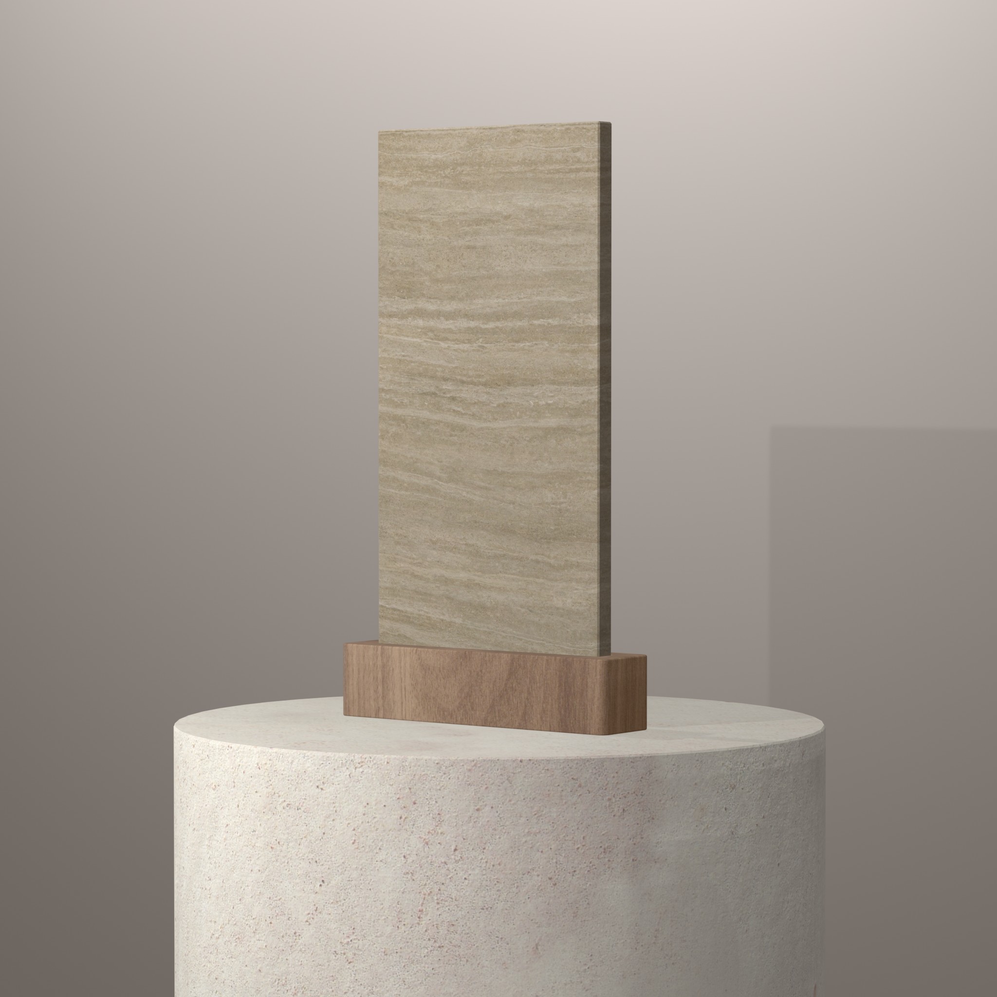 Rendu 3D du coloris Colosseo en Ceramique Neolith The Size sur piédestal