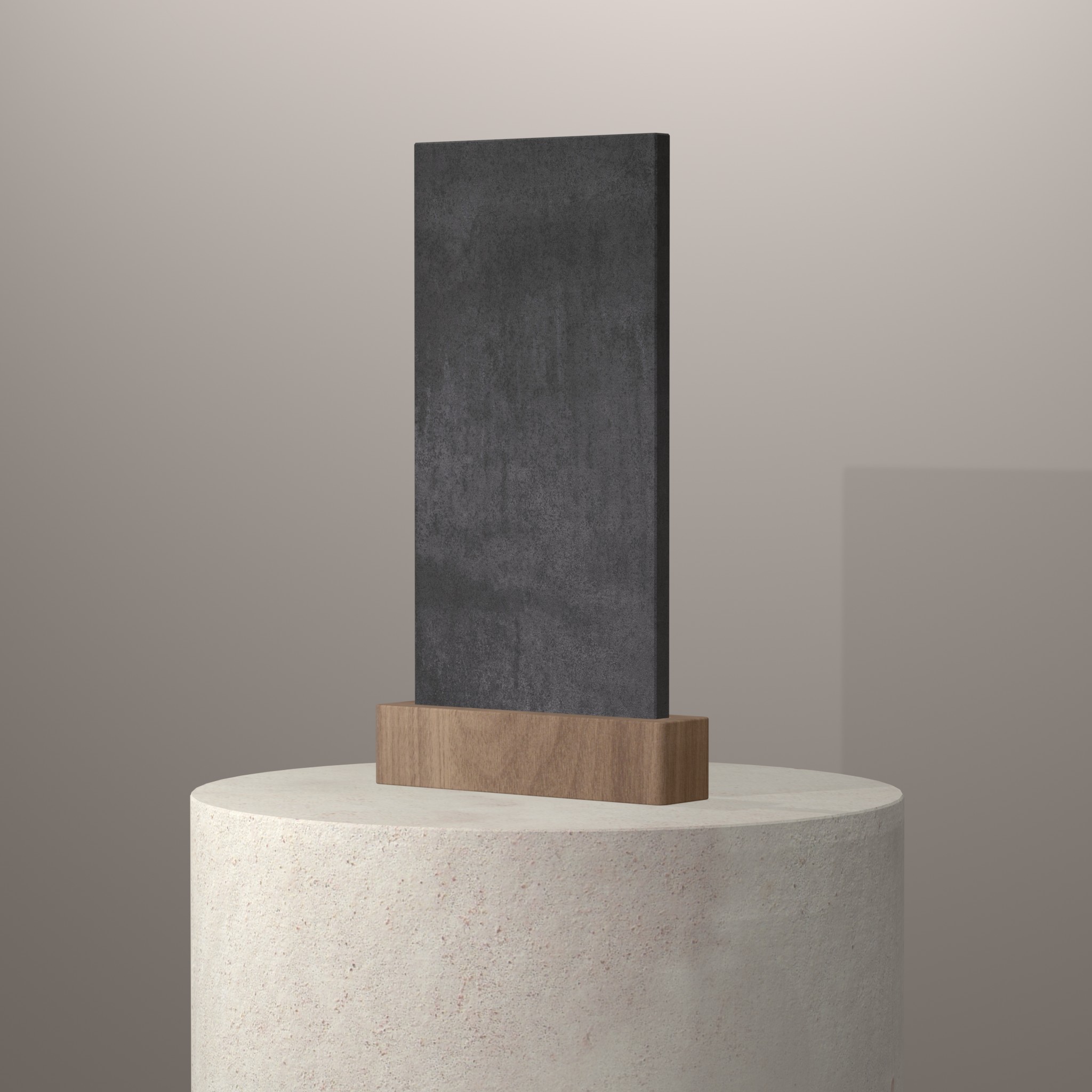 Rendu 3D du coloris Iron Grey sur piédestal
