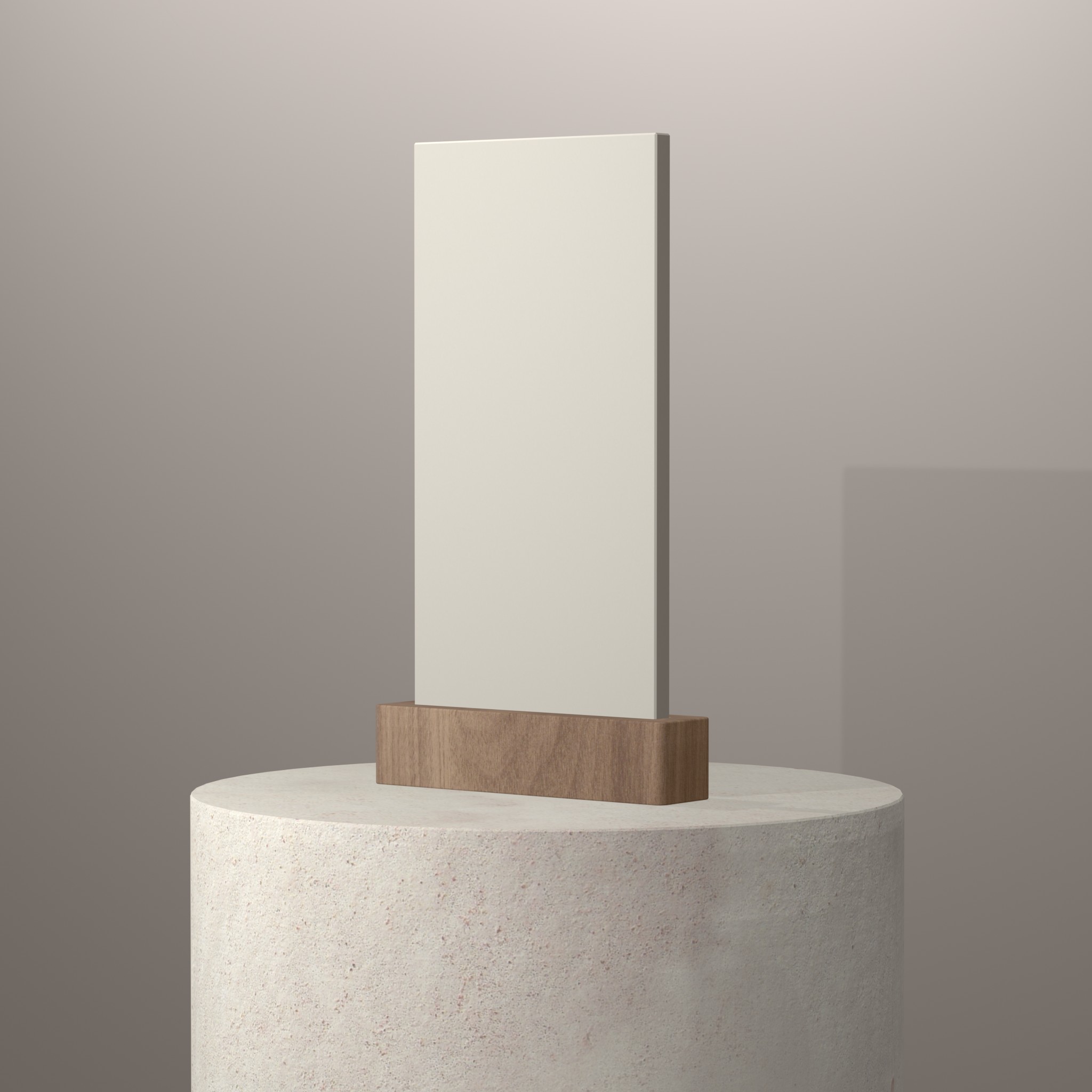 Rendu 3D du coloris Just White en Ceramique Neolith The Size sur piédestal