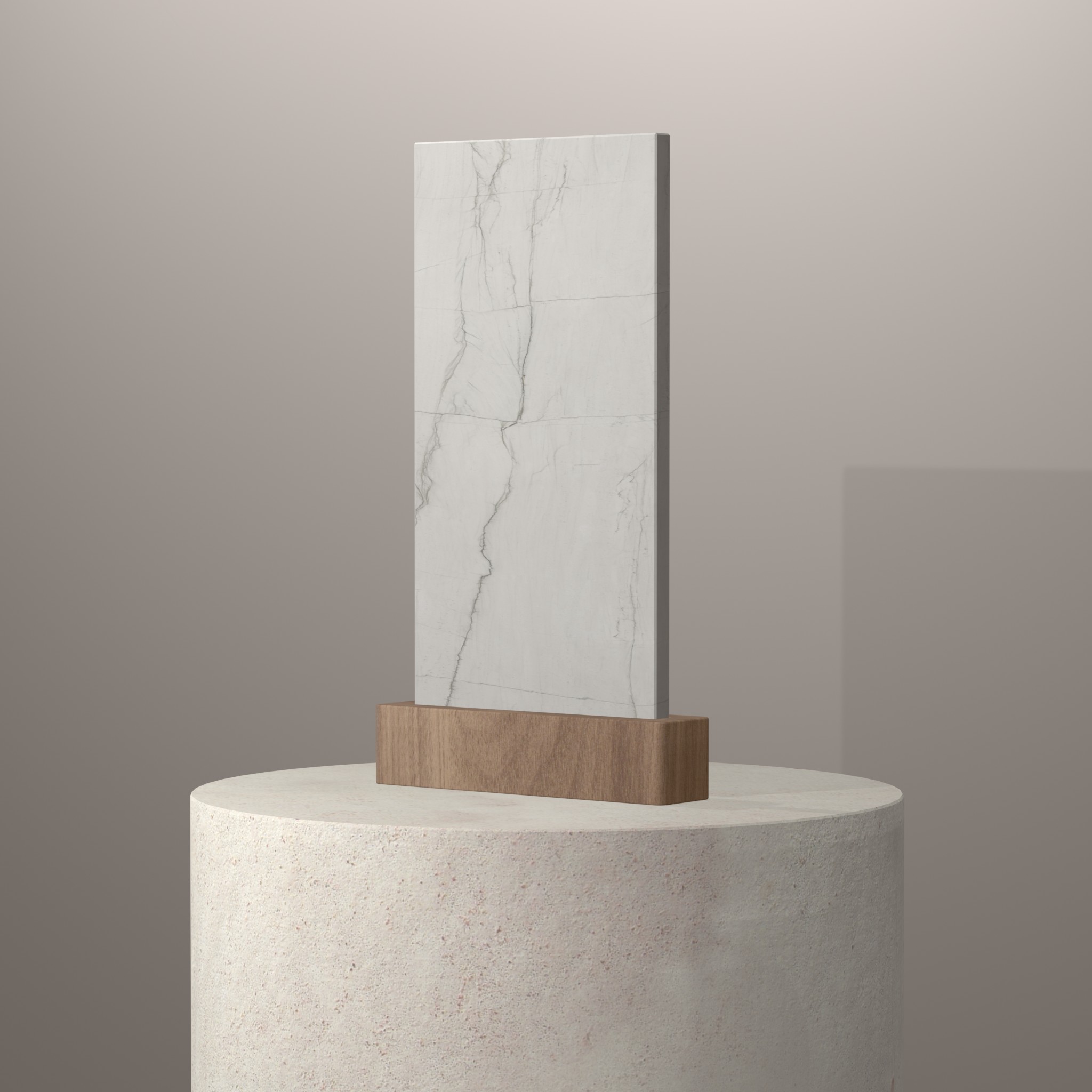 Rendu 3D du coloris Mont Blanc sur piédestal