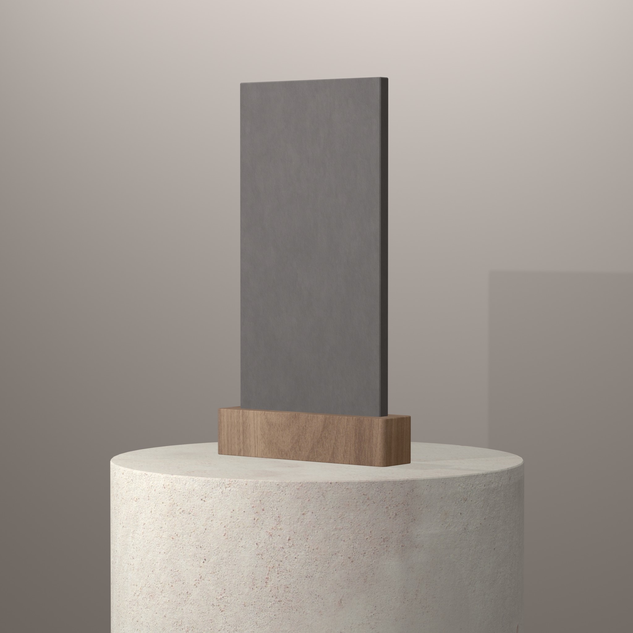 Rendu 3D du coloris Pietra di Piombo en Ceramique Neolith The Size sur piédestal