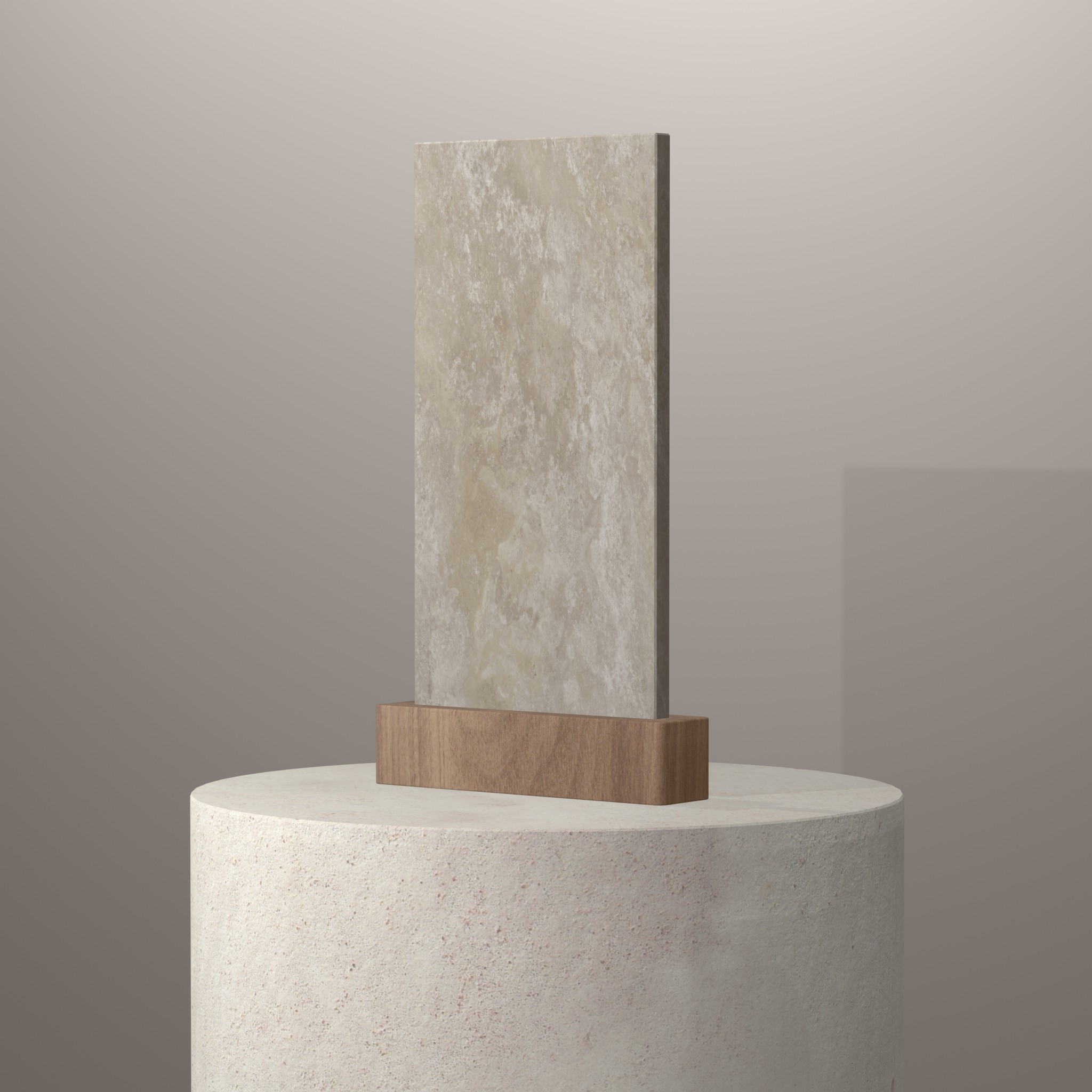 Rendu 3D du coloris Rapolano en Ceramique Neolith The Size sur piédestal