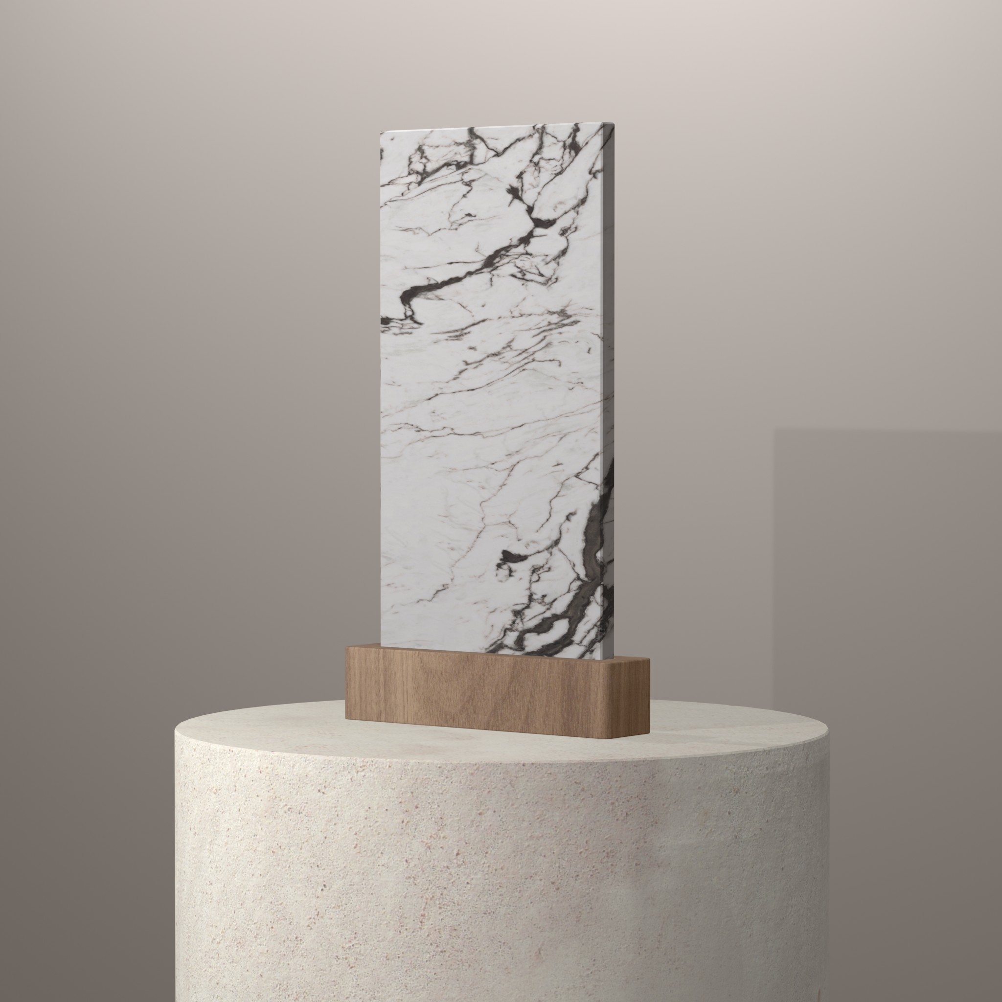 Rendu 3D du coloris San Simone en Ceramique Neolith The Size sur piédestal