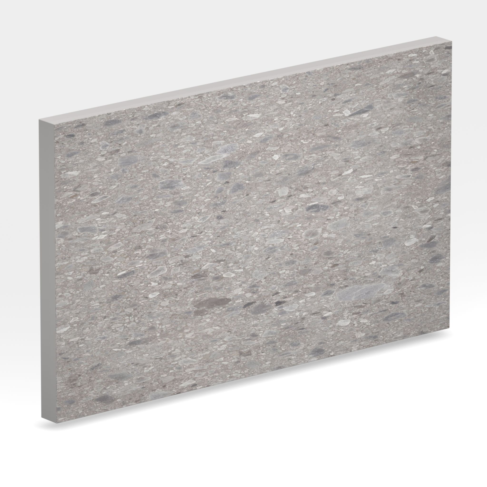 Rendu 3D de la tranche du coloris Terrazzo Ceppo en Ceramique Neolith The Size