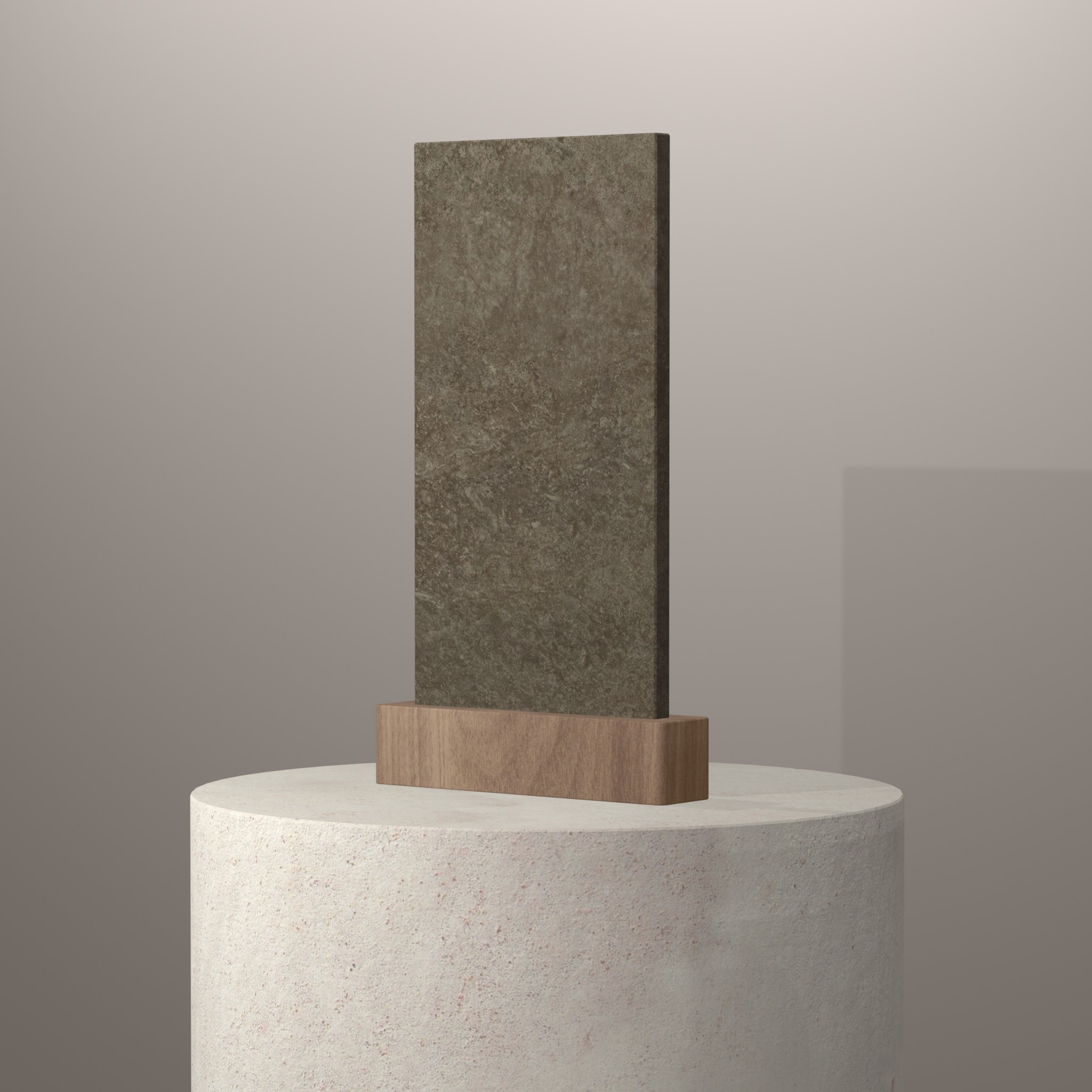 Rendu 3D du coloris Toscano en Ceramique Neolith The Size sur piédestal