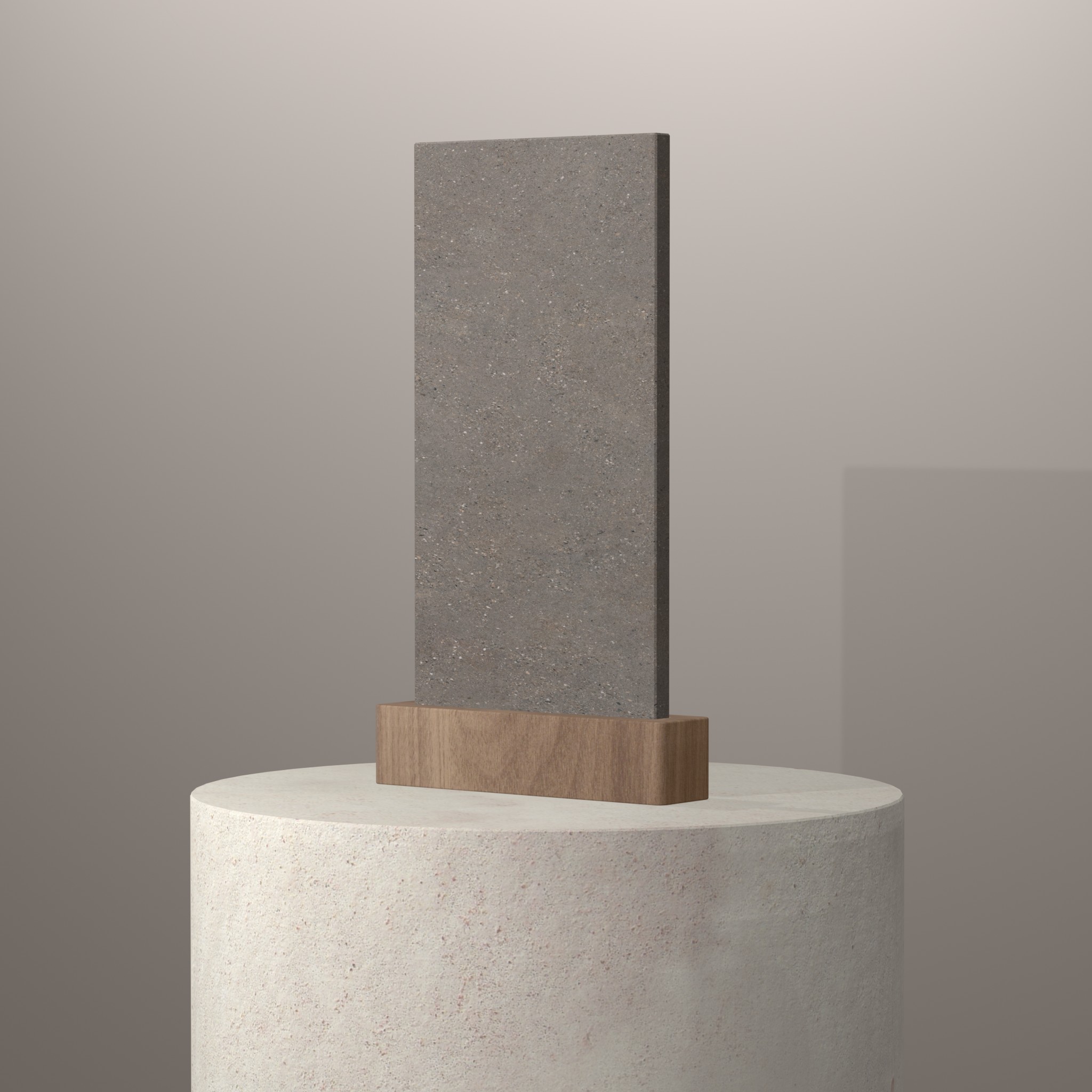 Rendu 3D du coloris Wulong en Ceramique Neolith The Size sur piédestal