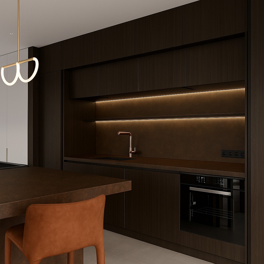 Réalisation n°1 du plan de travail Iron Moss en Ceramique Neolith The Size