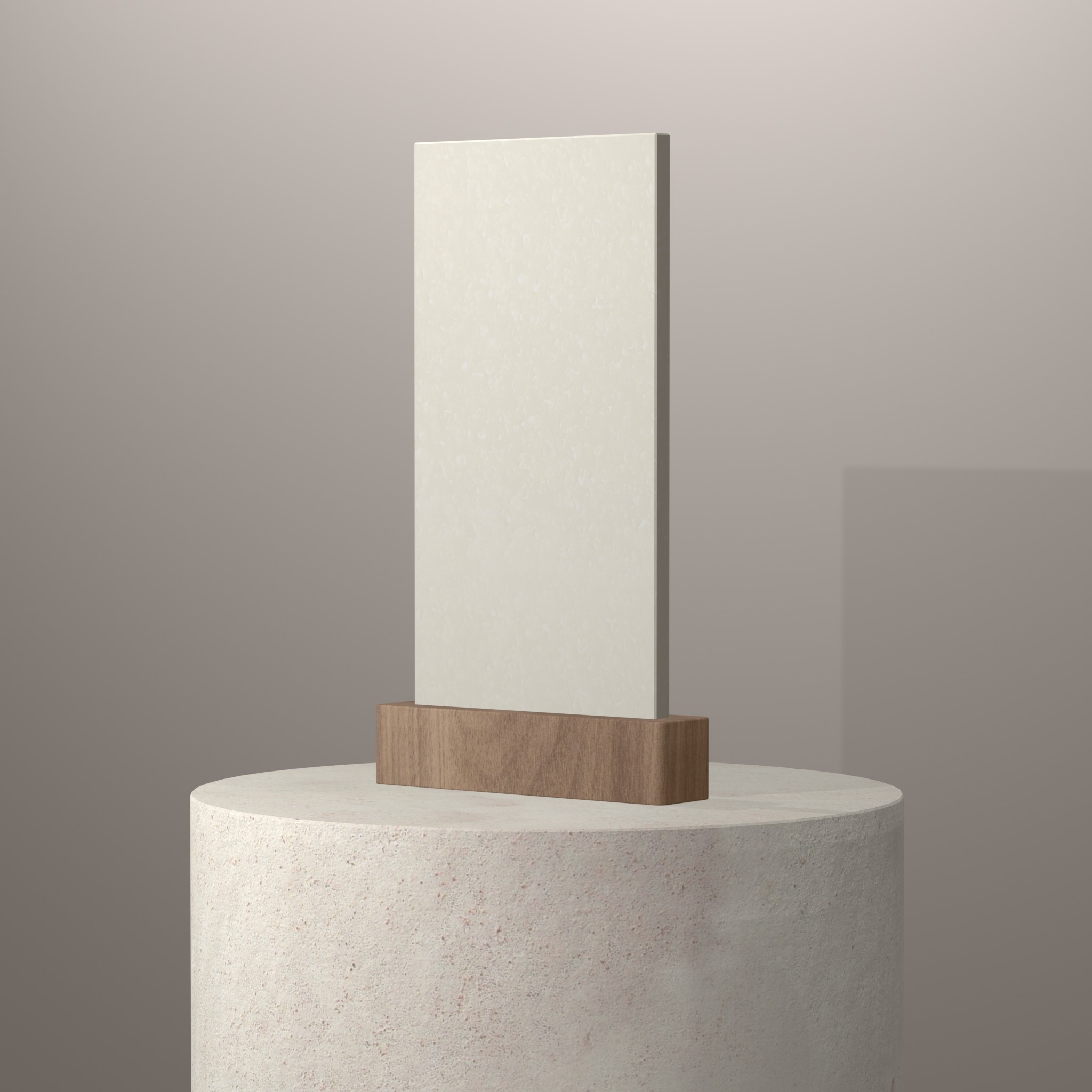 Rendu 3D du coloris Artic Ice en Resine Corian sur piédestal