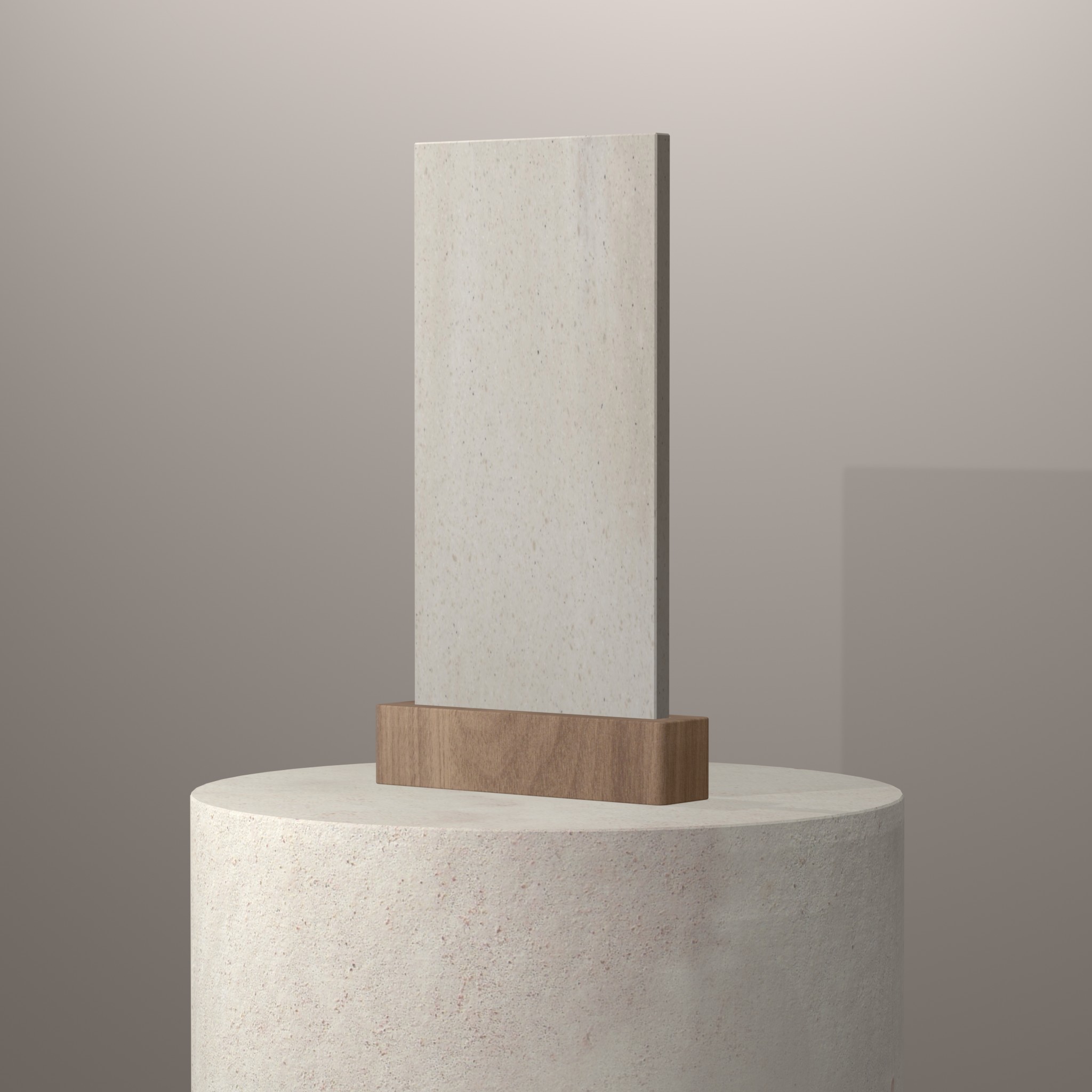 Rendu 3D du coloris Artista Canvas en Resine Corian sur piédestal