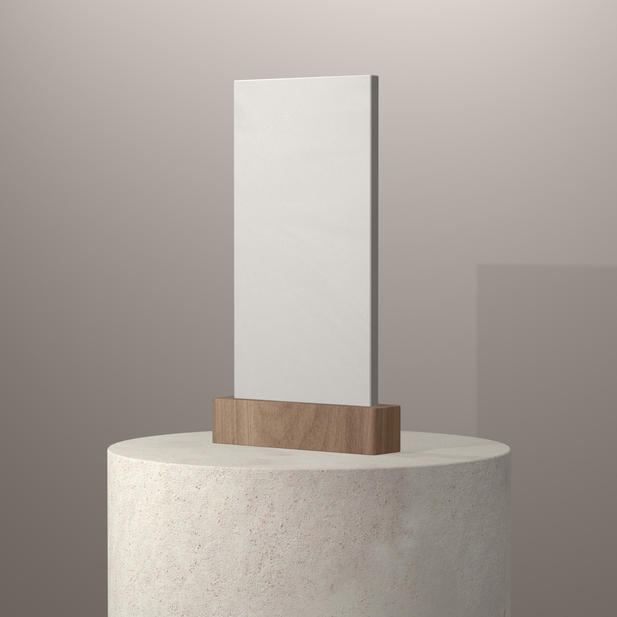 Rendu 3D du coloris Artista Drift en Resine Corian sur piédestal