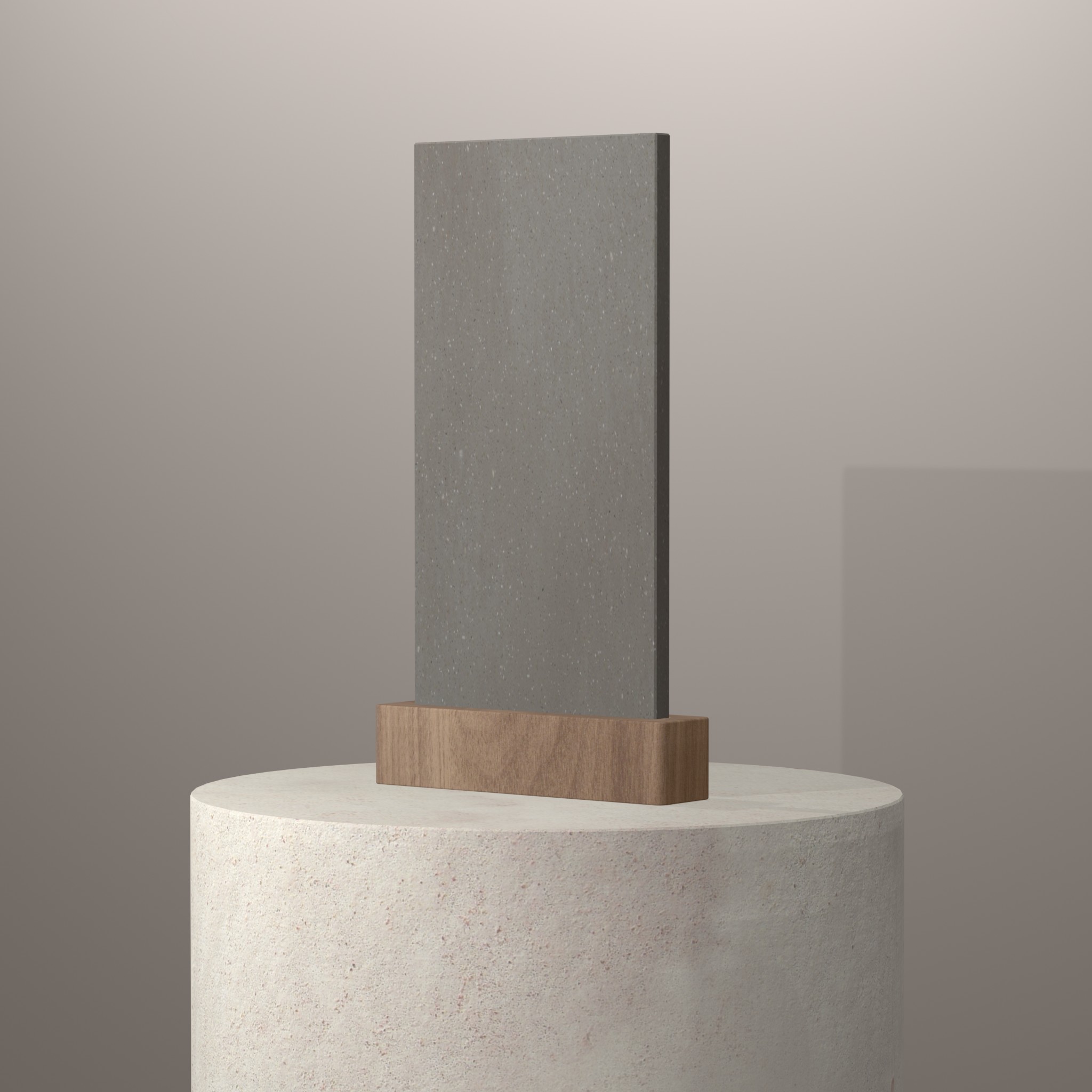 Rendu 3D du coloris Artista Dust en Resine Corian sur piédestal