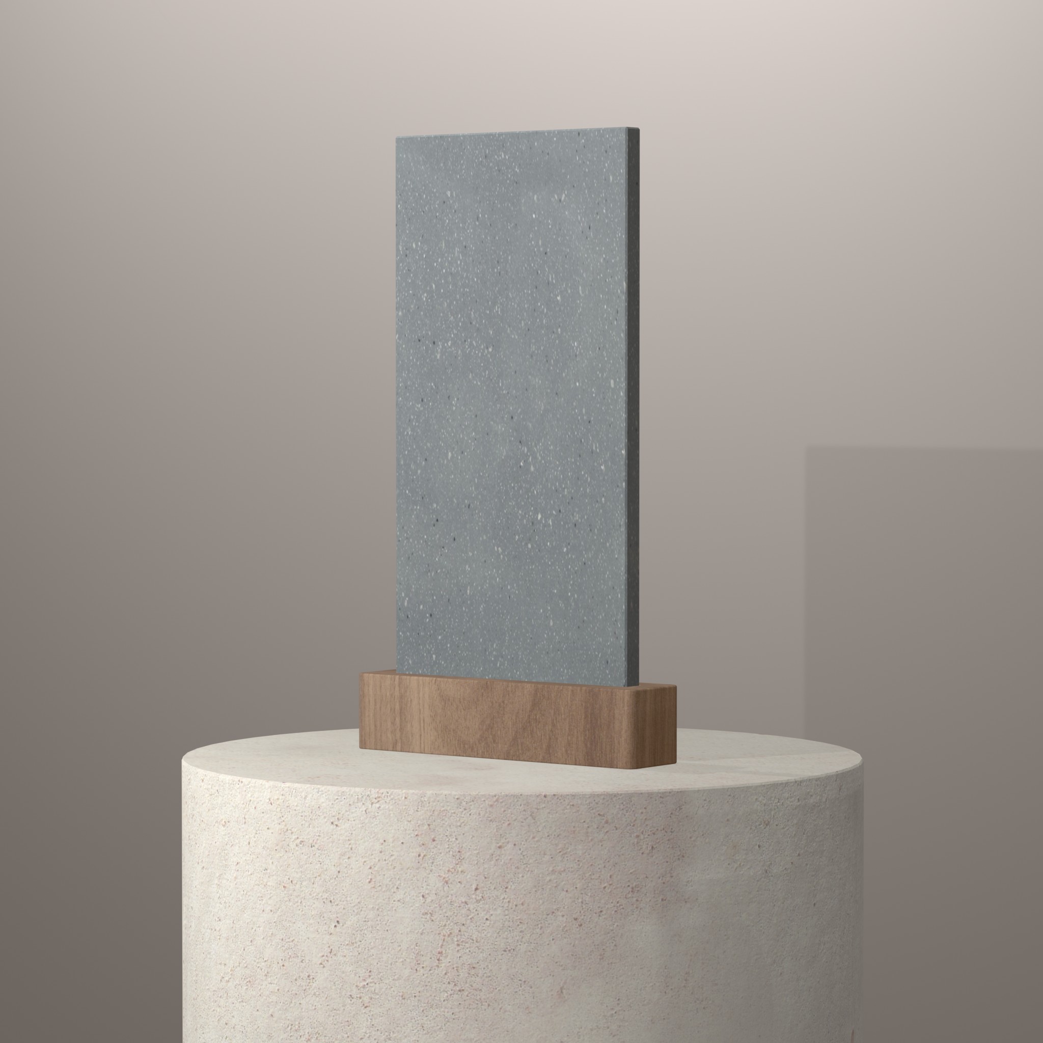 Rendu 3D du coloris Artista Mist en Resine Corian sur piédestal
