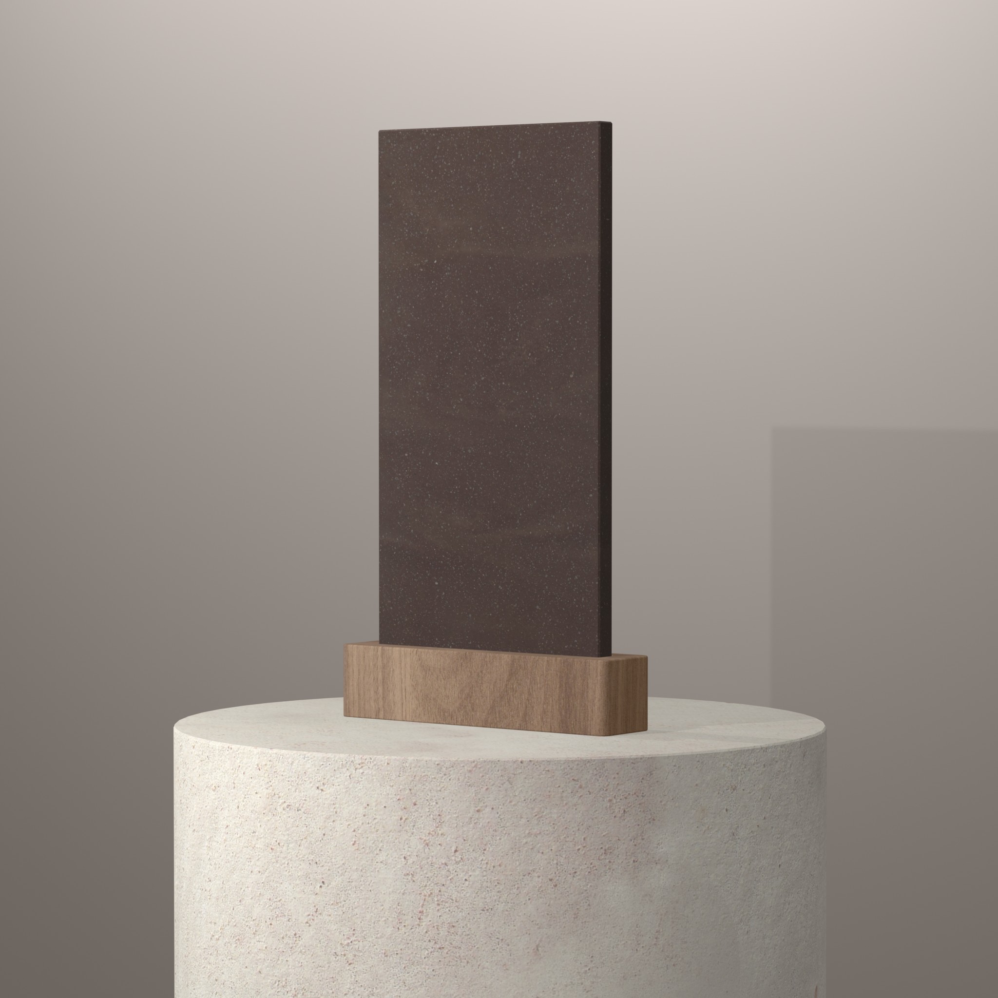 Rendu 3D du coloris Artista Mocha en Resine Corian sur piédestal