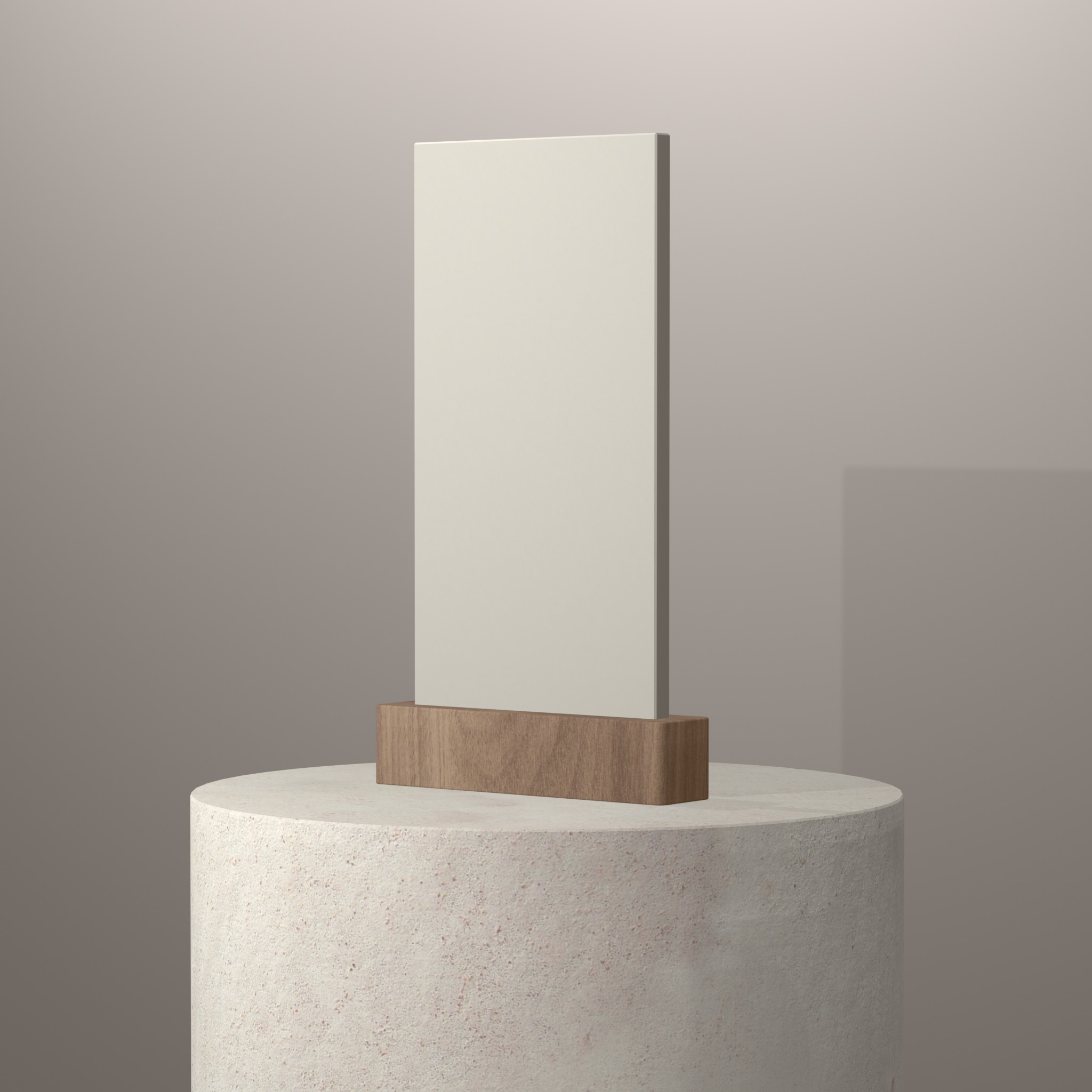 Rendu 3D du coloris Cameo White en Resine Corian sur piédestal
