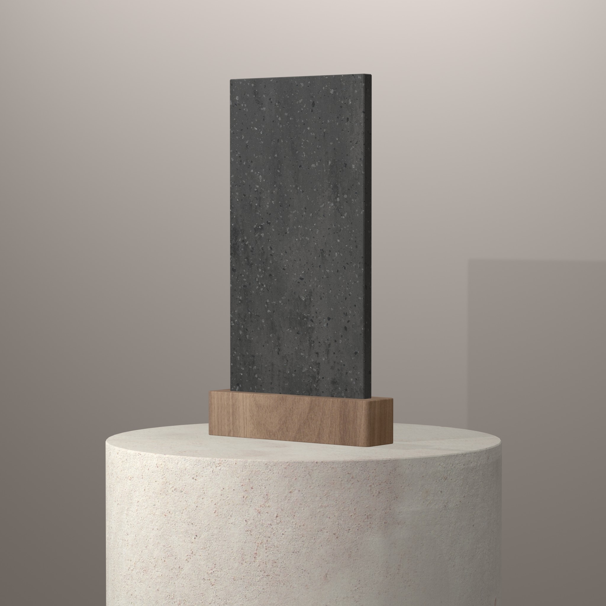 Rendu 3D du coloris Carbon Aggregate sur piédestal