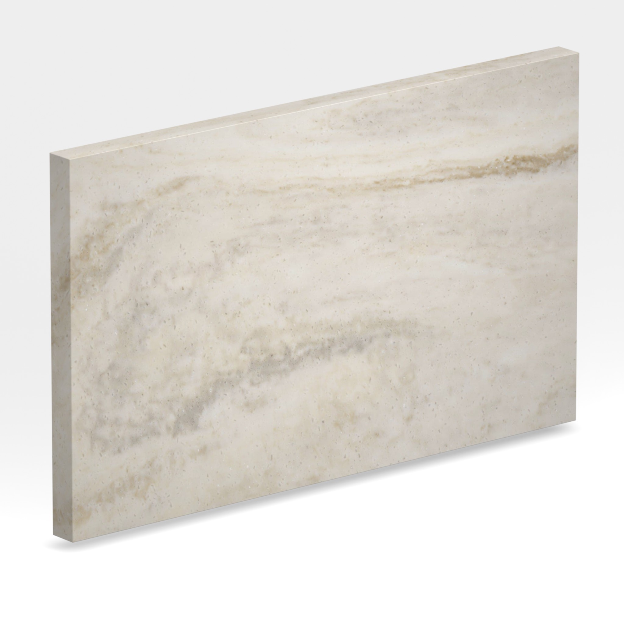 Rendu 3D de la tranche du coloris Carrara Crema en Resine Corian