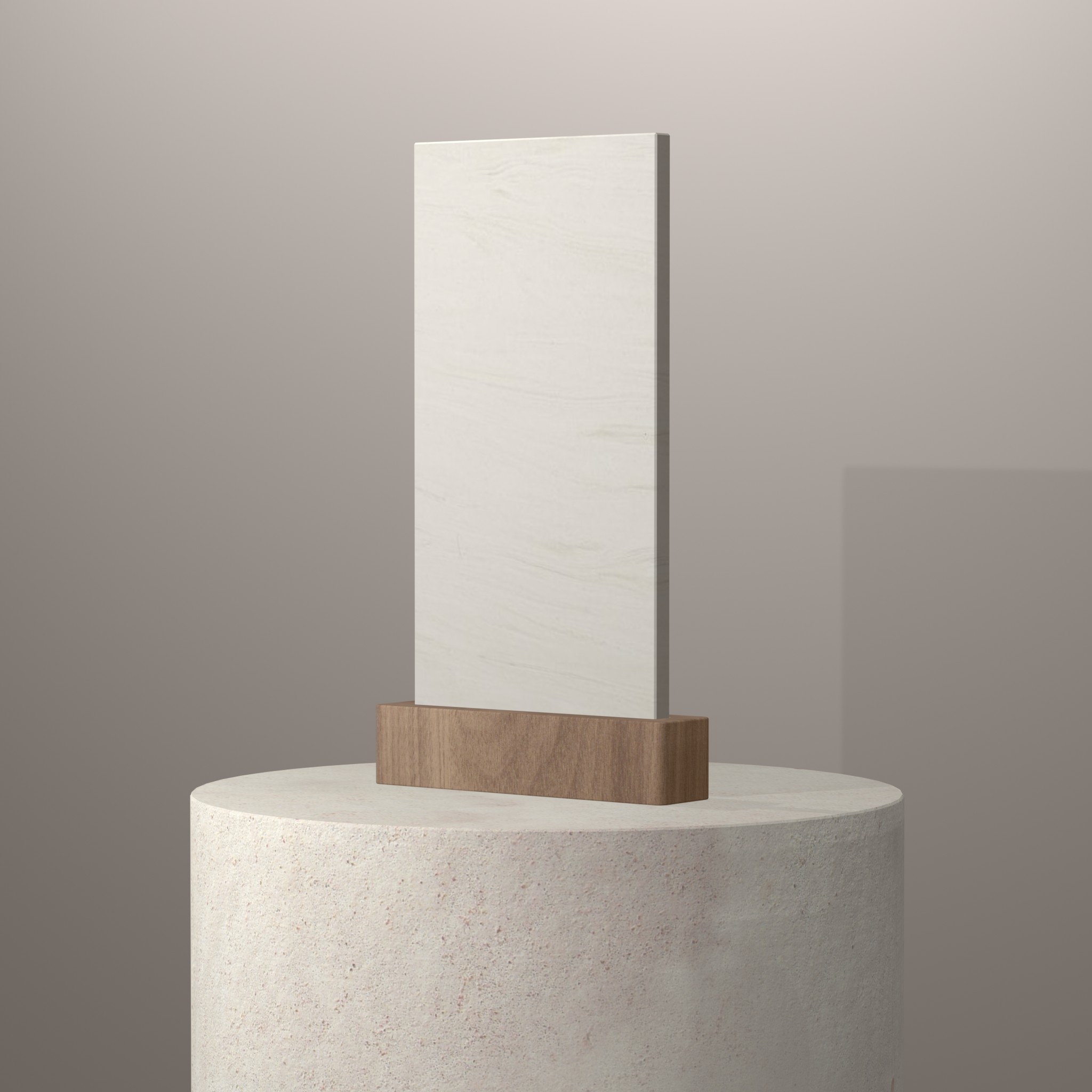 Rendu 3D du coloris Cirrus White en Resine Corian sur piédestal